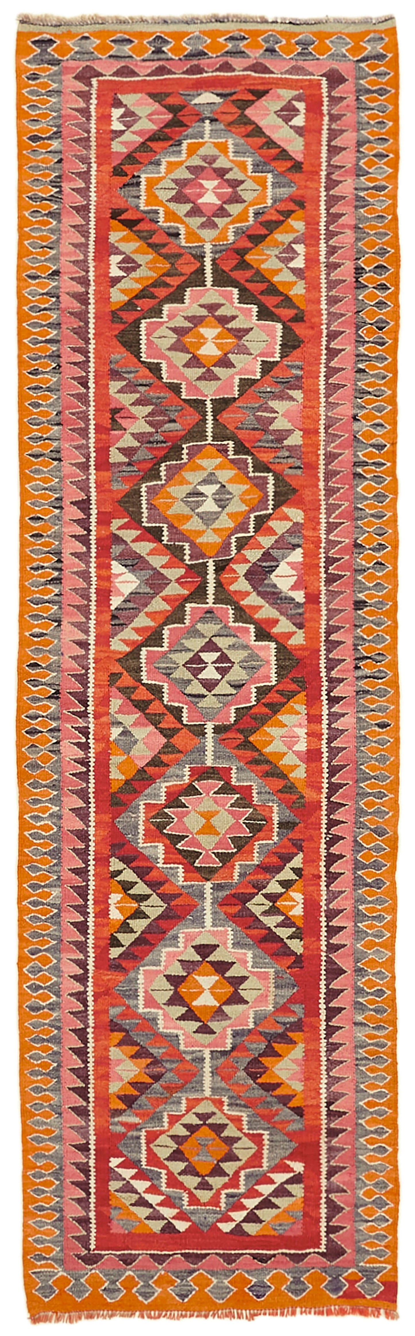 3x11 Multicolor Boho Runner Kilim Rugs - 42798