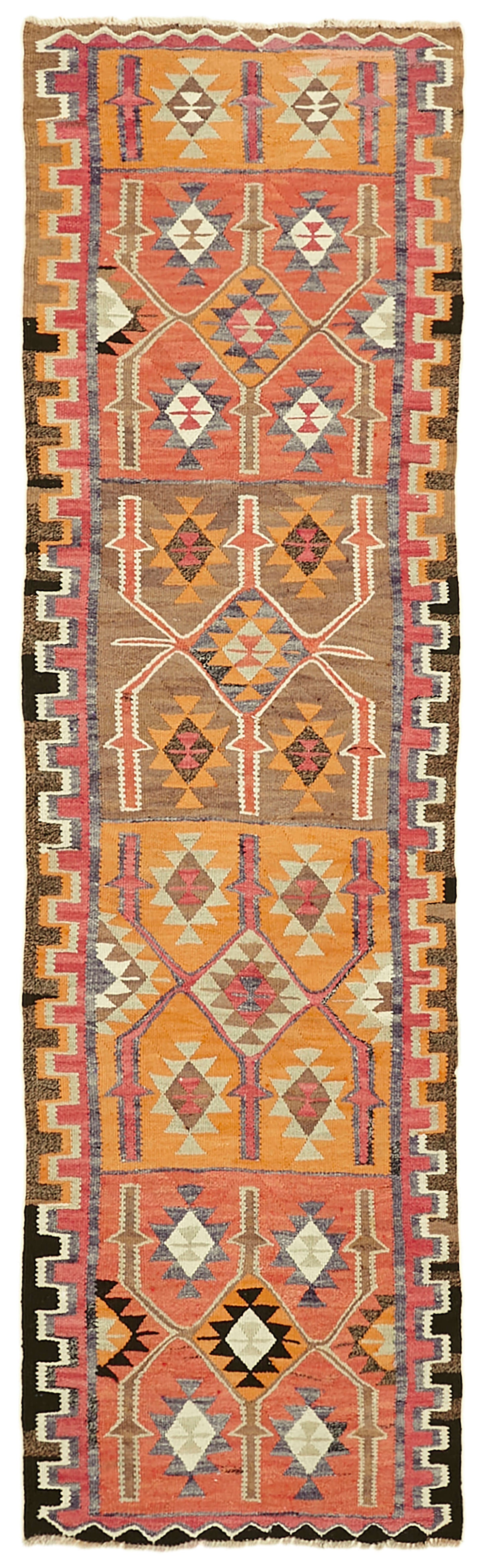 3x11 Multicolor Boho Runner Kilim Rugs - 42803