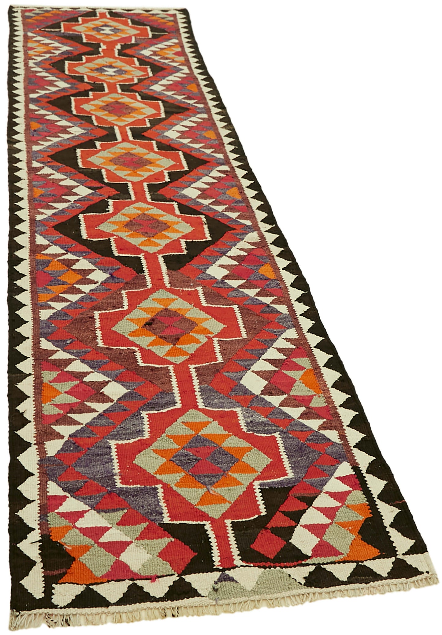 3x11 Multicolor Boho Runner Kilim Rugs - 42807
