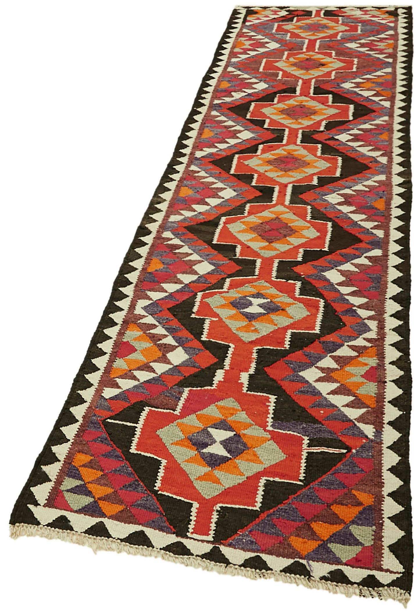 3x11 Multicolor Boho Runner Kilim Rugs - 42807