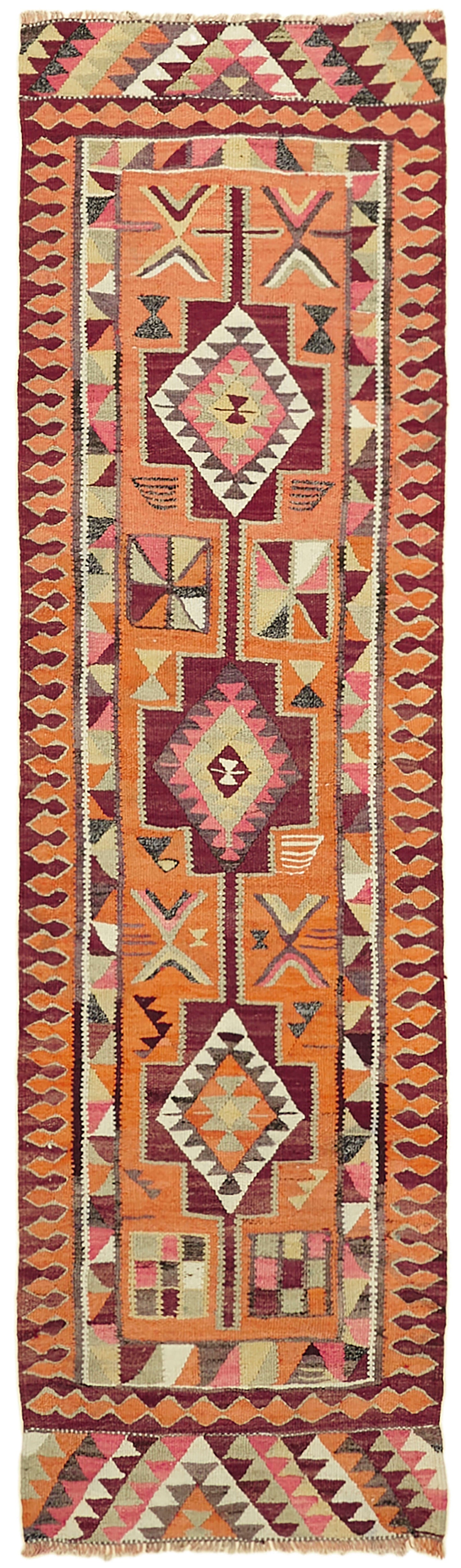 3x10 Multicolor Boho Runner Kilim Rugs - 42814