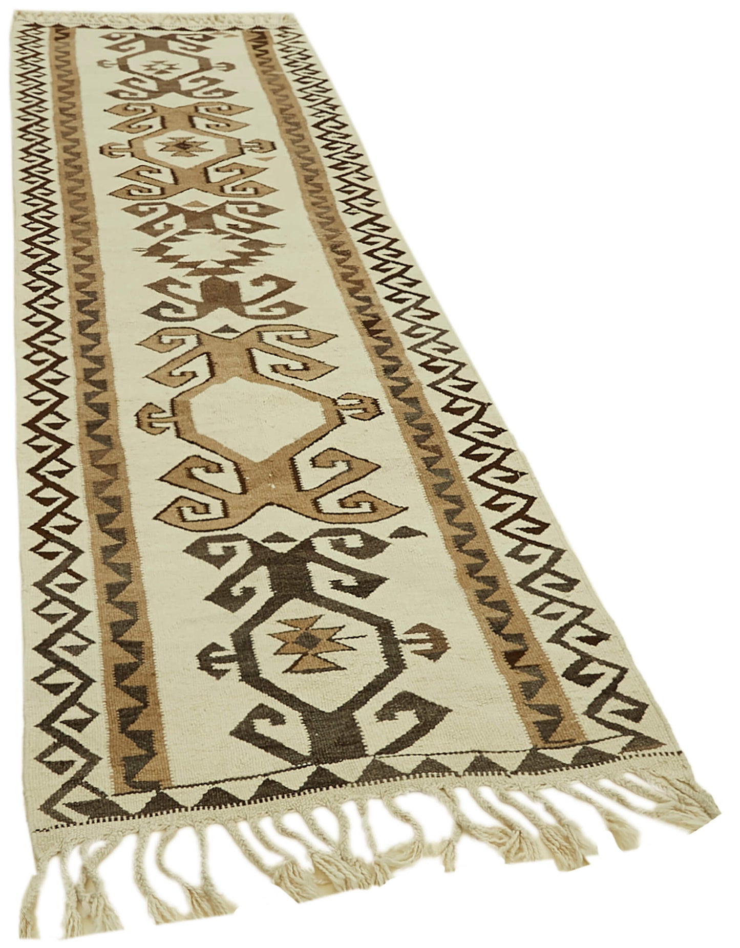 3x11 White Boho Runner Kilim Rugs - 42817