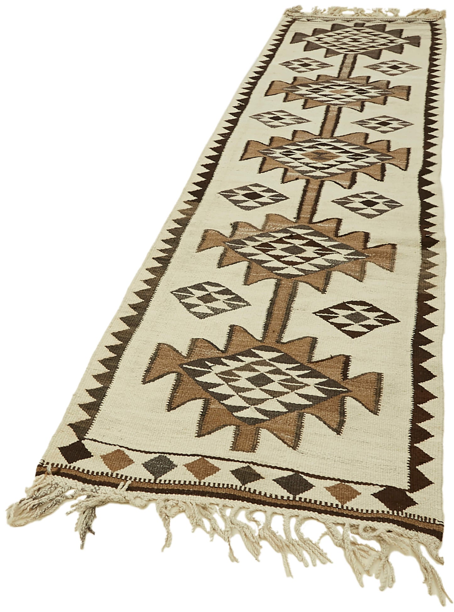 3x12 White Boho Runner Kilim Rugs - 42821
