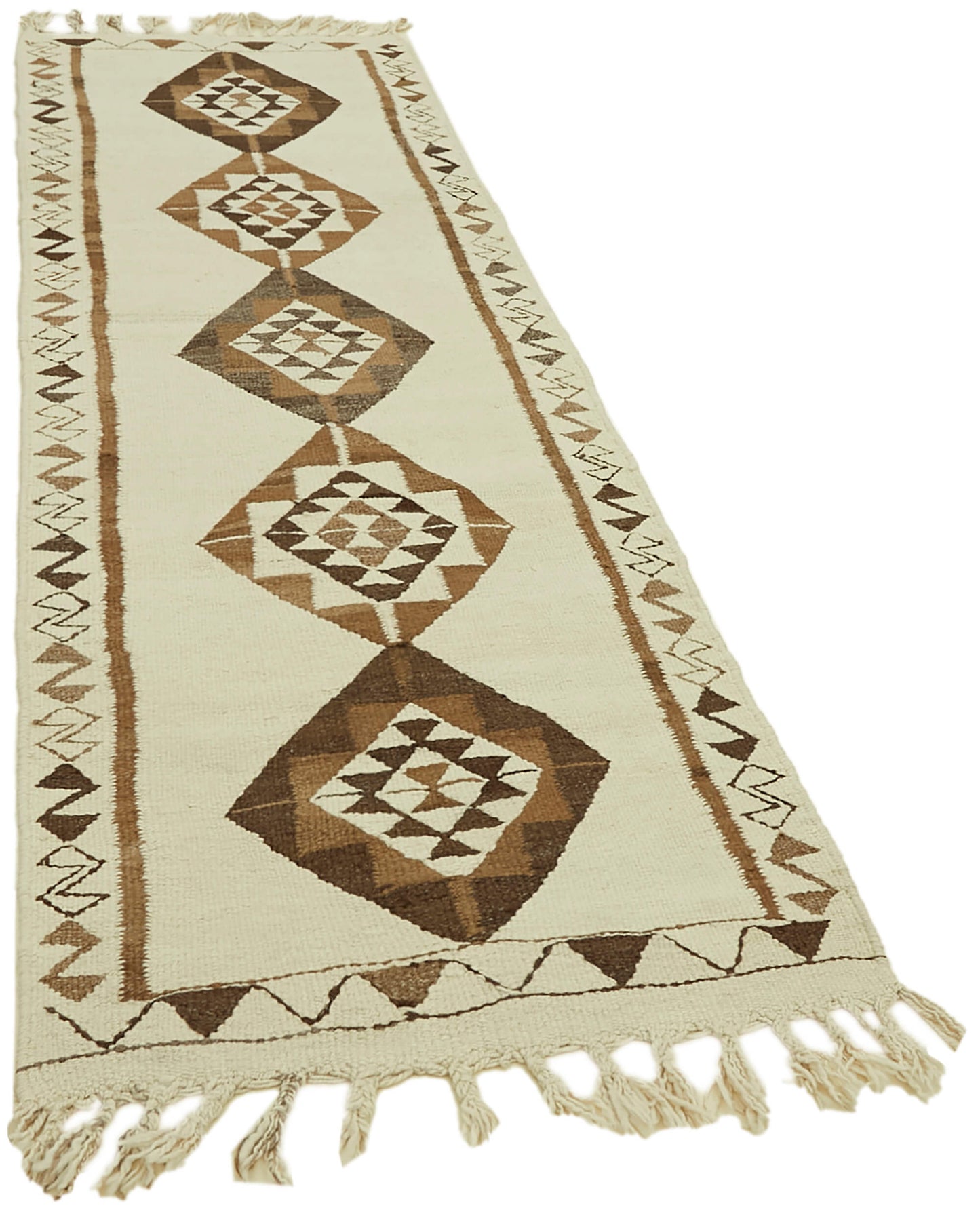 3x9 White Boho Runner Kilim Rugs - 42826