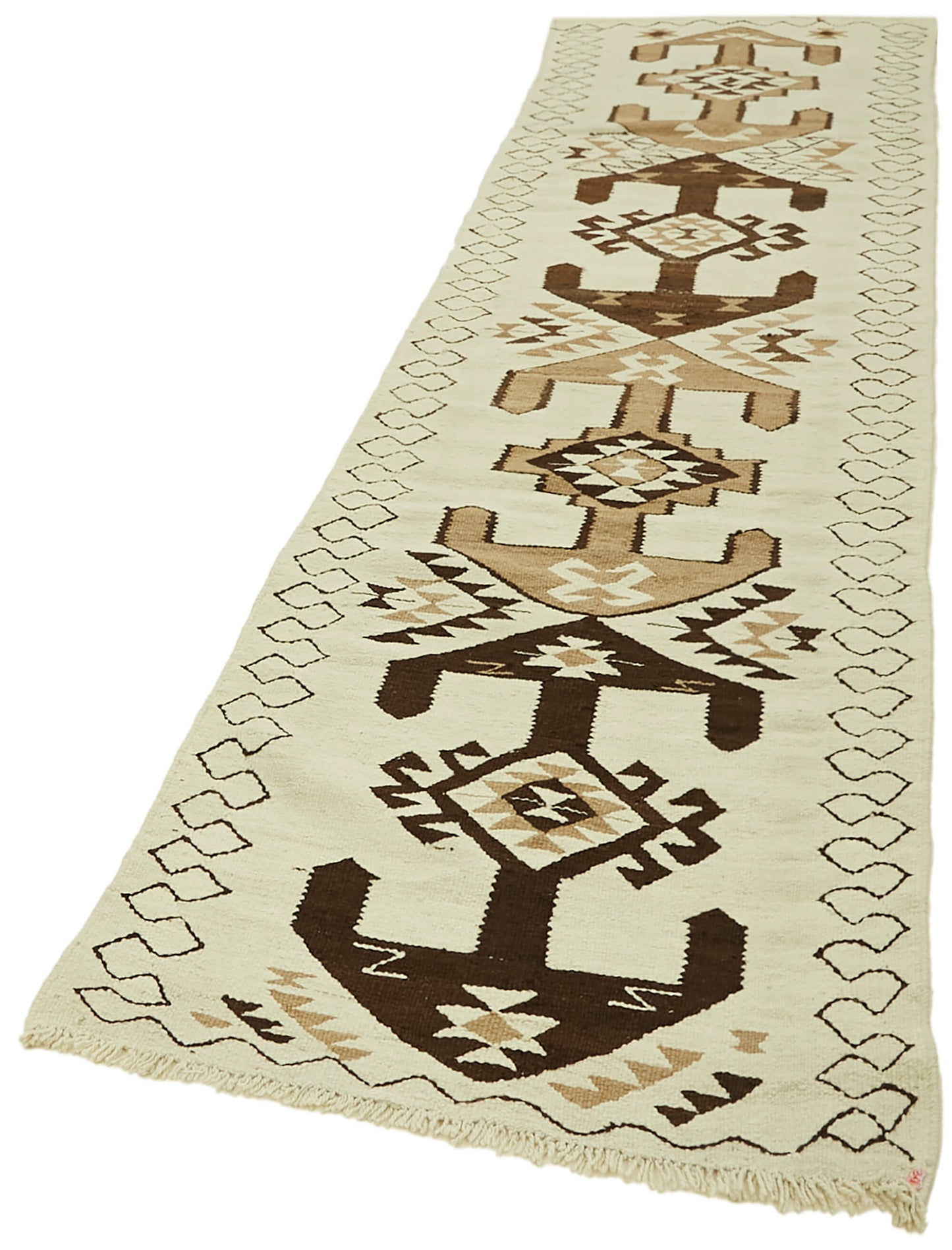 3x12 White Boho Runner Kilim Rugs - 42830