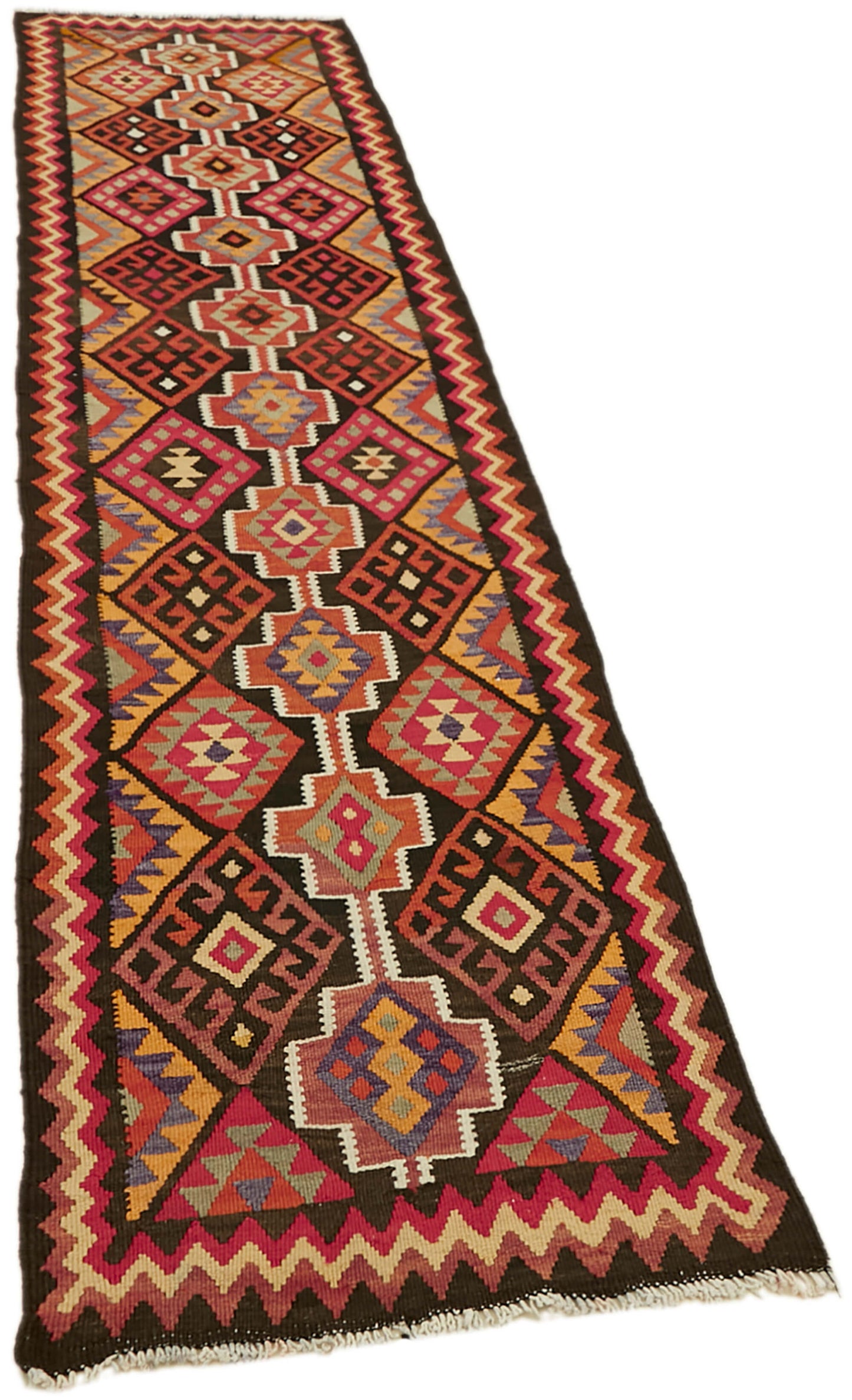 3x11 Multicolor Boho Runner Kilim Rugs - 42997
