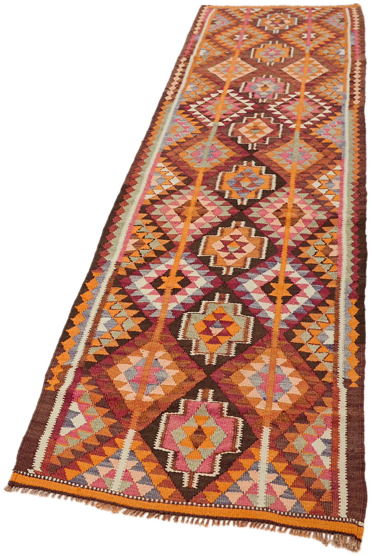 3x11 Multicolor Boho Runner Kilim Rugs - 43002