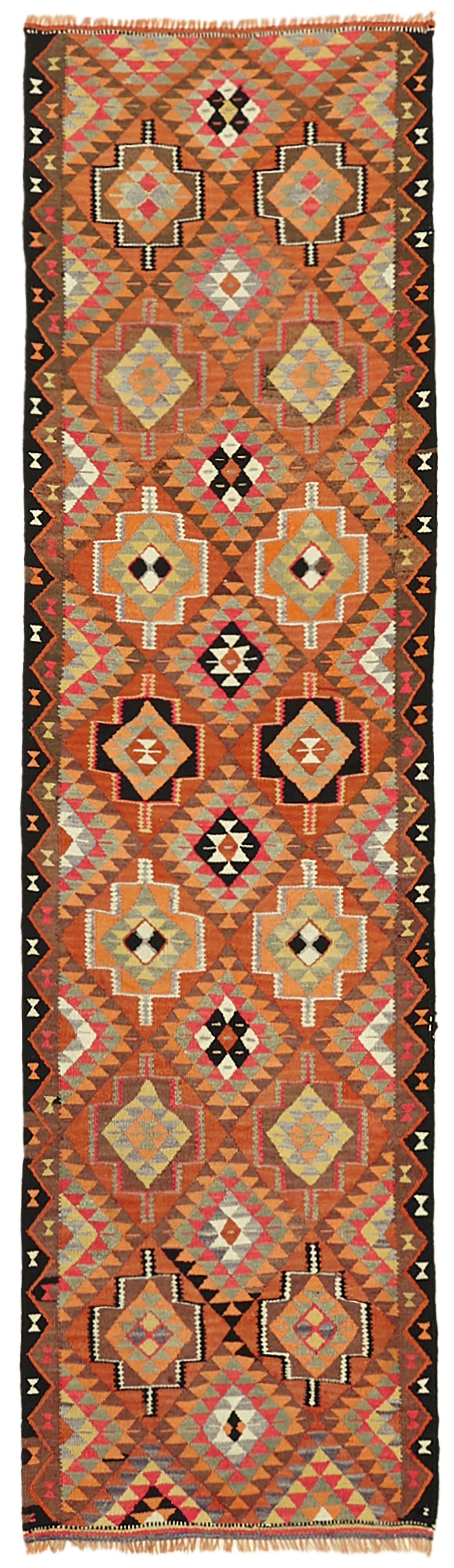 3x10 Multicolor Boho Runner Kilim Rugs - 43003