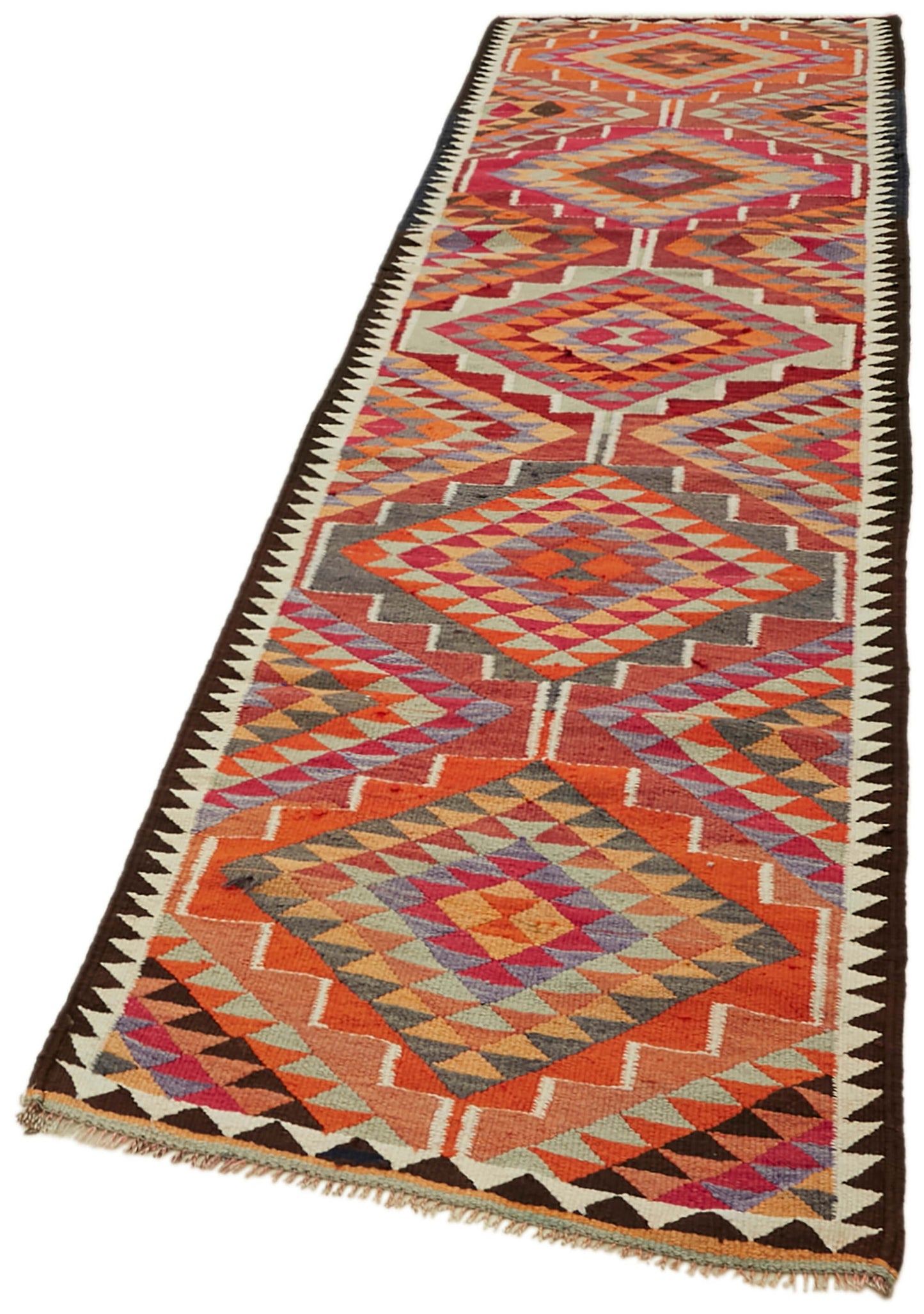 3x11 Multicolor Boho Runner Kilim Rugs - 43004