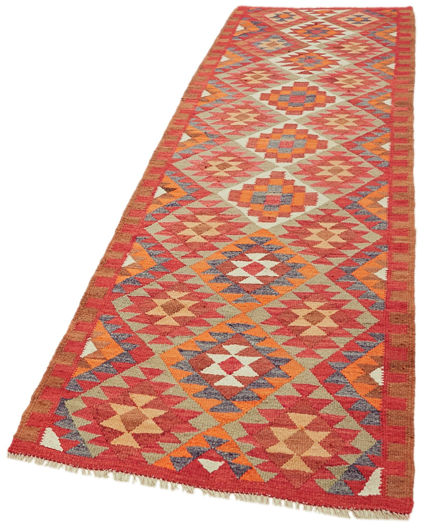 3x11 Multicolor Boho Runner Kilim Rugs - 43015
