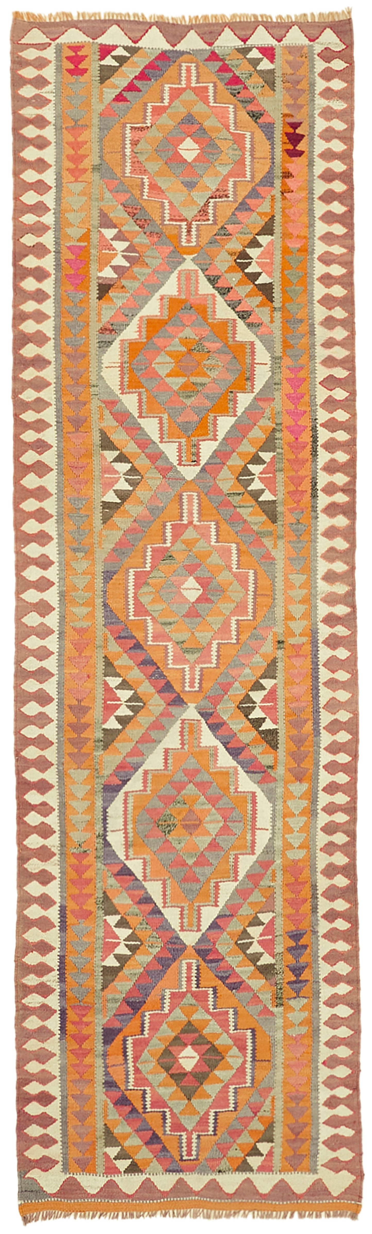 3x11 Multicolor Boho Runner Kilim Rugs - 43019