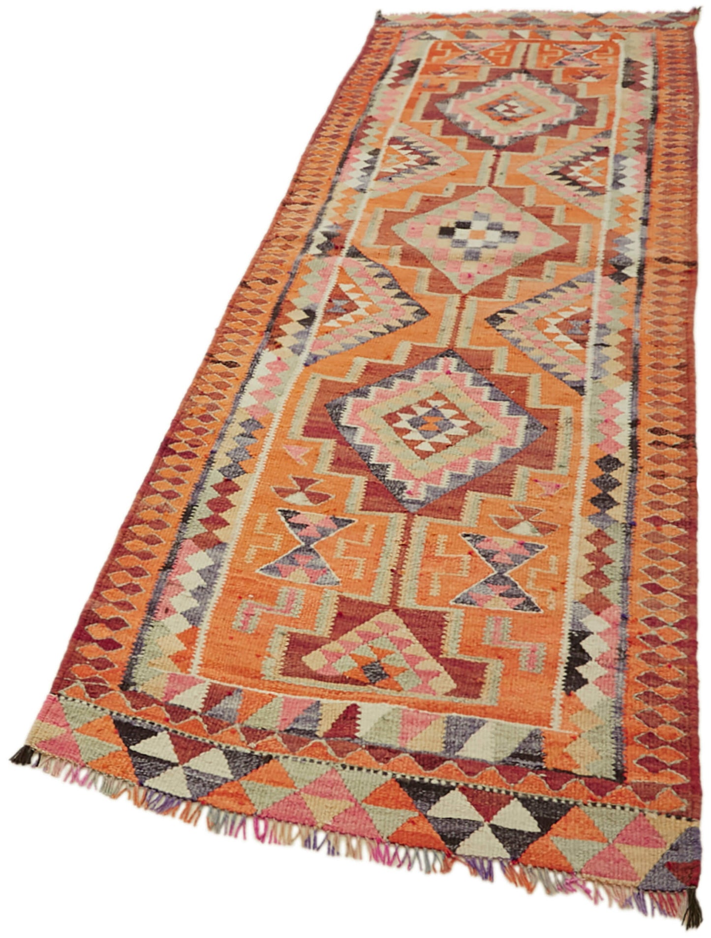 3x9 Multicolor Boho Runner Kilim Rugs - 43026