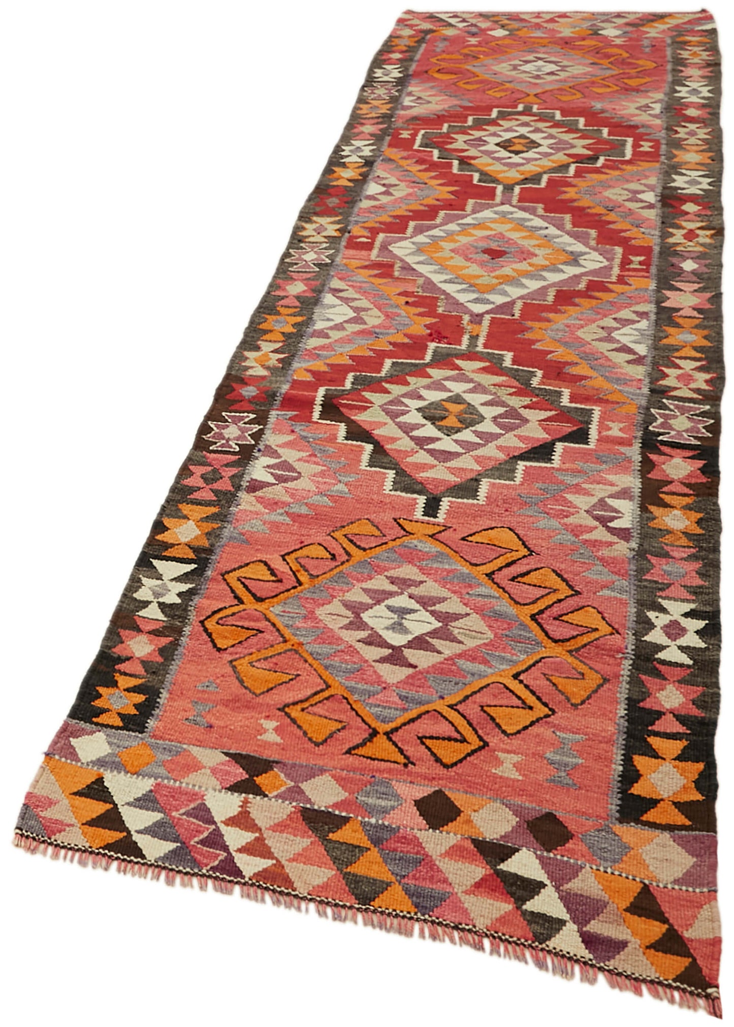 3x11 Multicolor Boho Runner Kilim Rugs - 43035