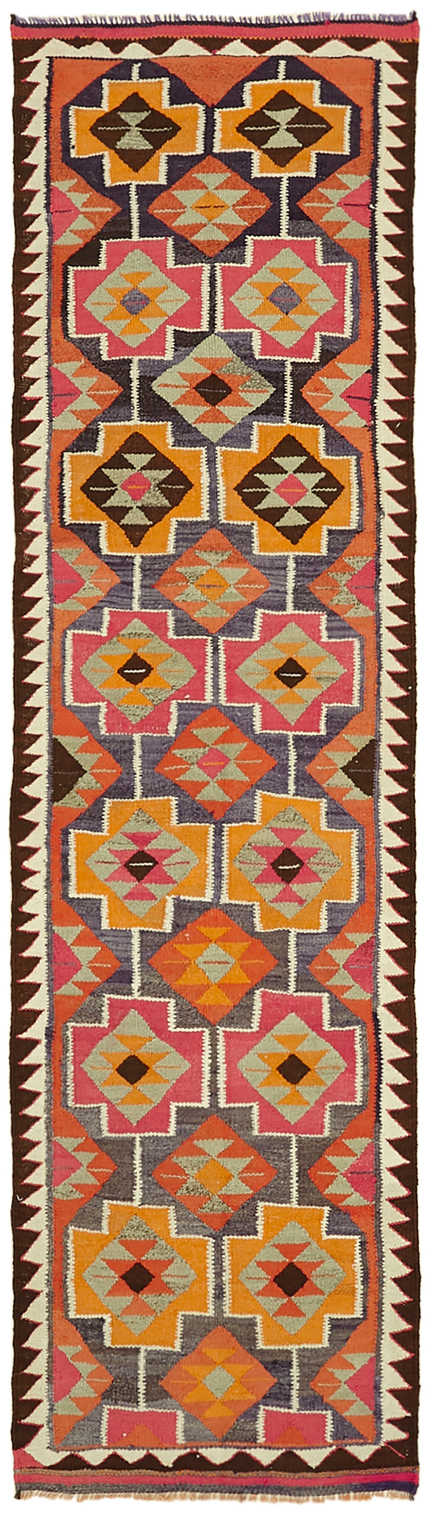 3x11 Multicolor Boho Runner Kilim Rugs - 43037