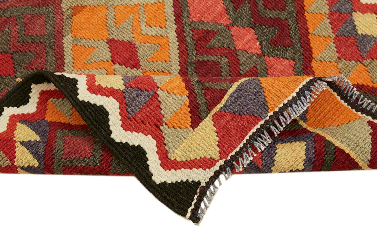 3x13 Multicolor Boho Runner Kilim Rugs - 43039