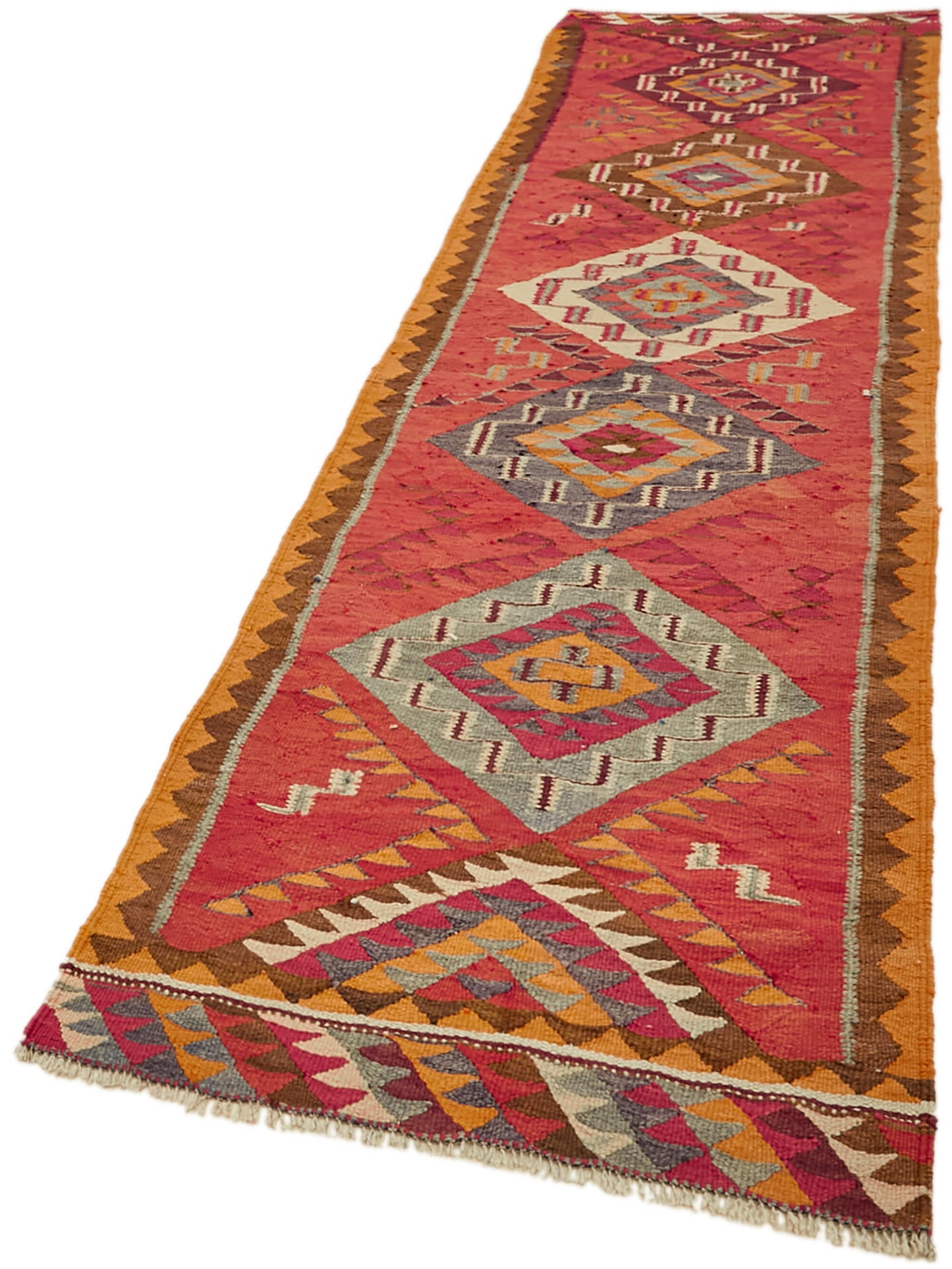 3x11 Multicolor Boho Runner Kilim Rugs - 43042