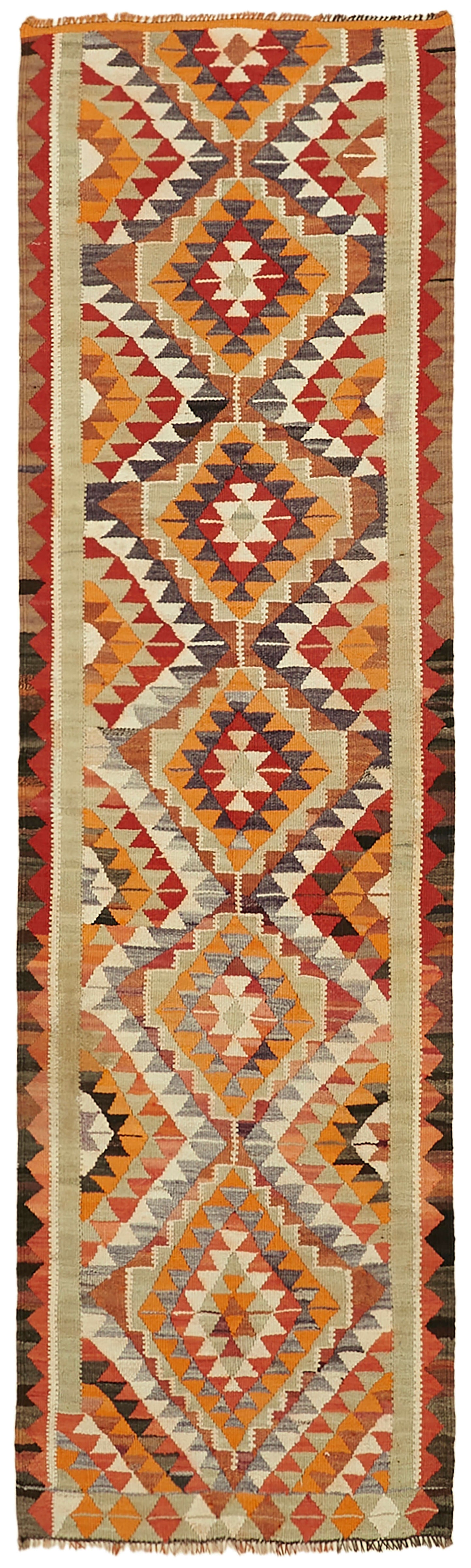 3x10 Multicolor Boho Runner Kilim Rugs - 43046