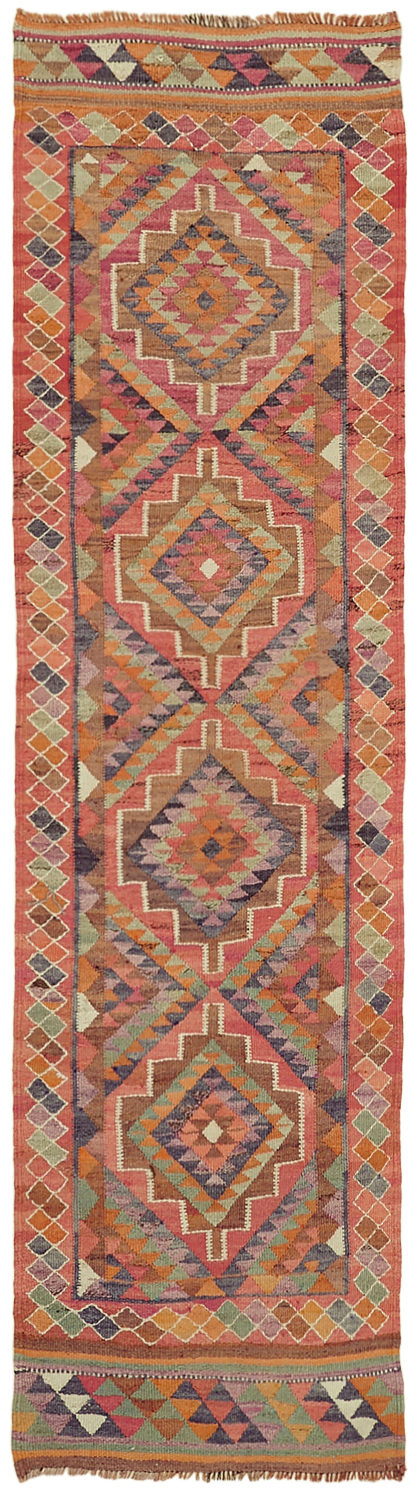 3x10 Multicolor Boho Runner Kilim Rugs - 43047