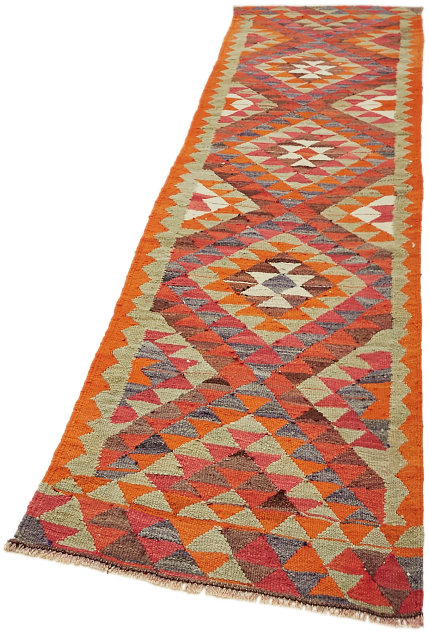3x11 Multicolor Boho Runner Kilim Rugs - 43052