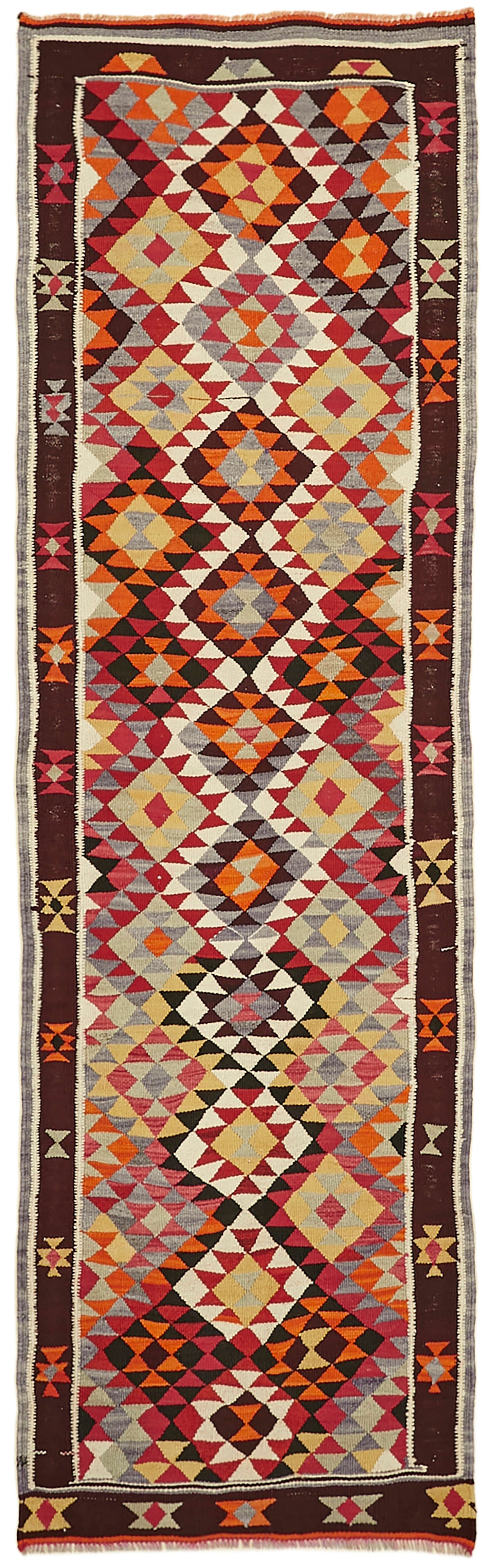3x10 Multicolor Boho Runner Kilim Rugs - 43054