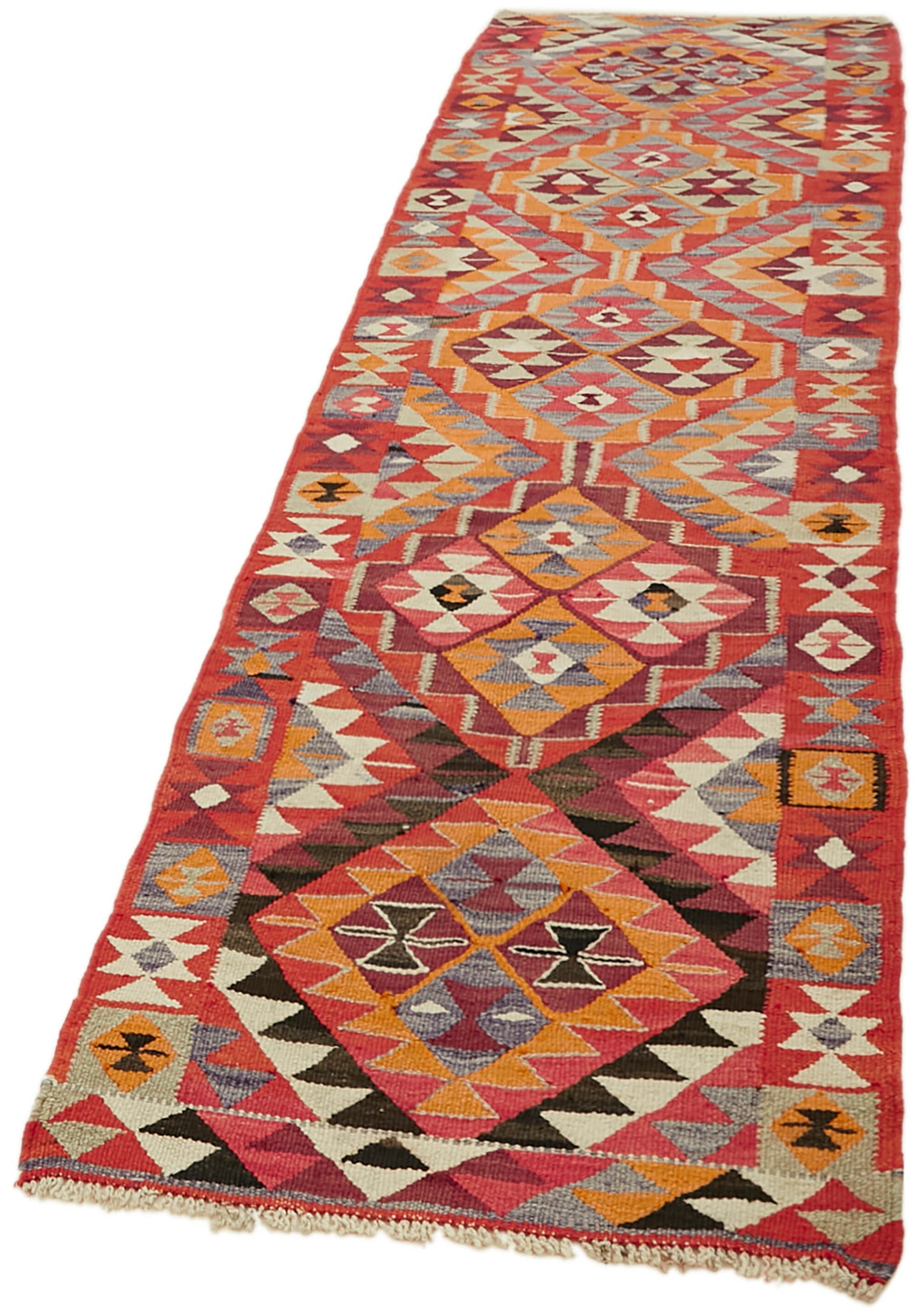 3x11 Multicolor Boho Runner Kilim Rugs - 43056