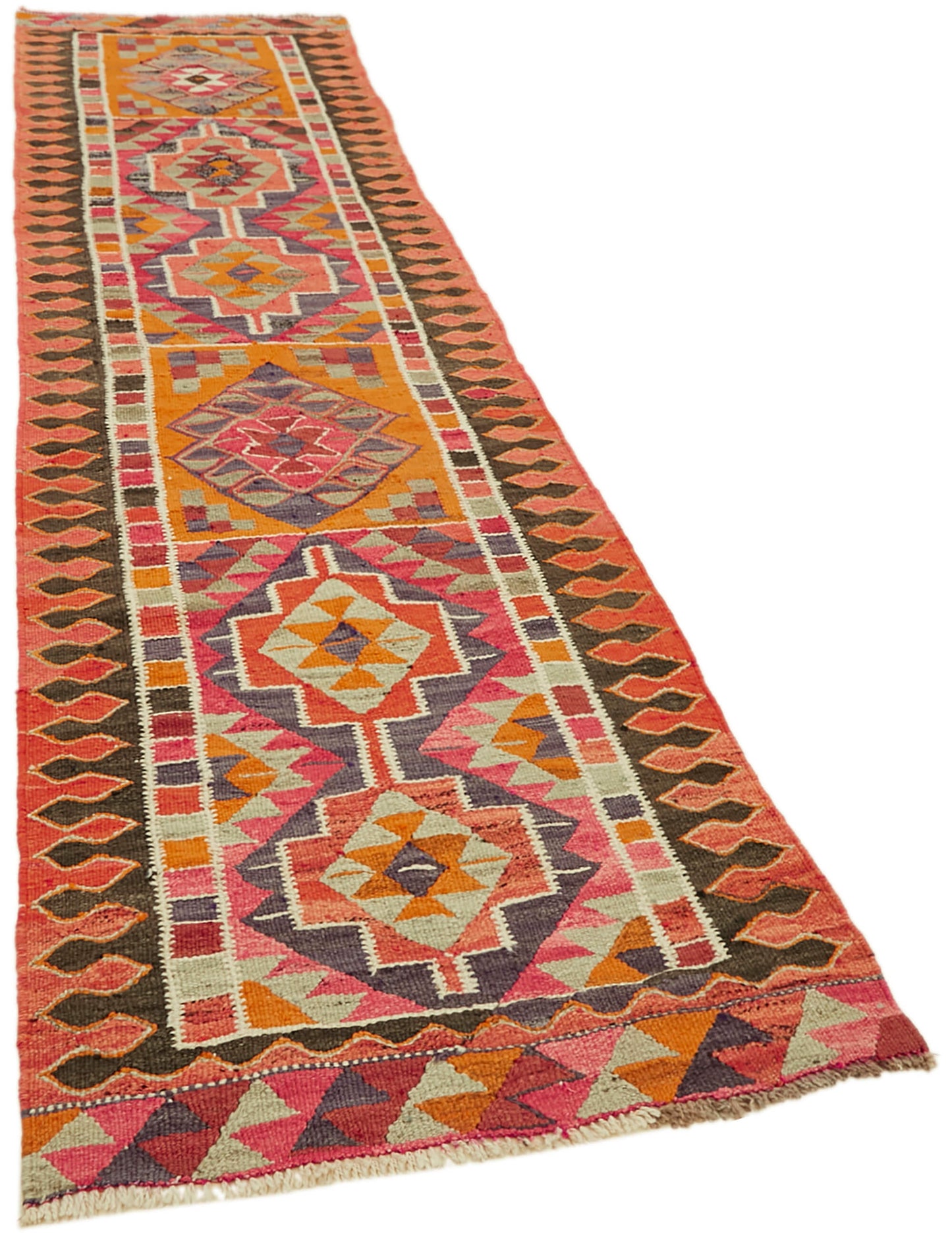 3x11 Multicolor Boho Runner Kilim Rugs - 43057