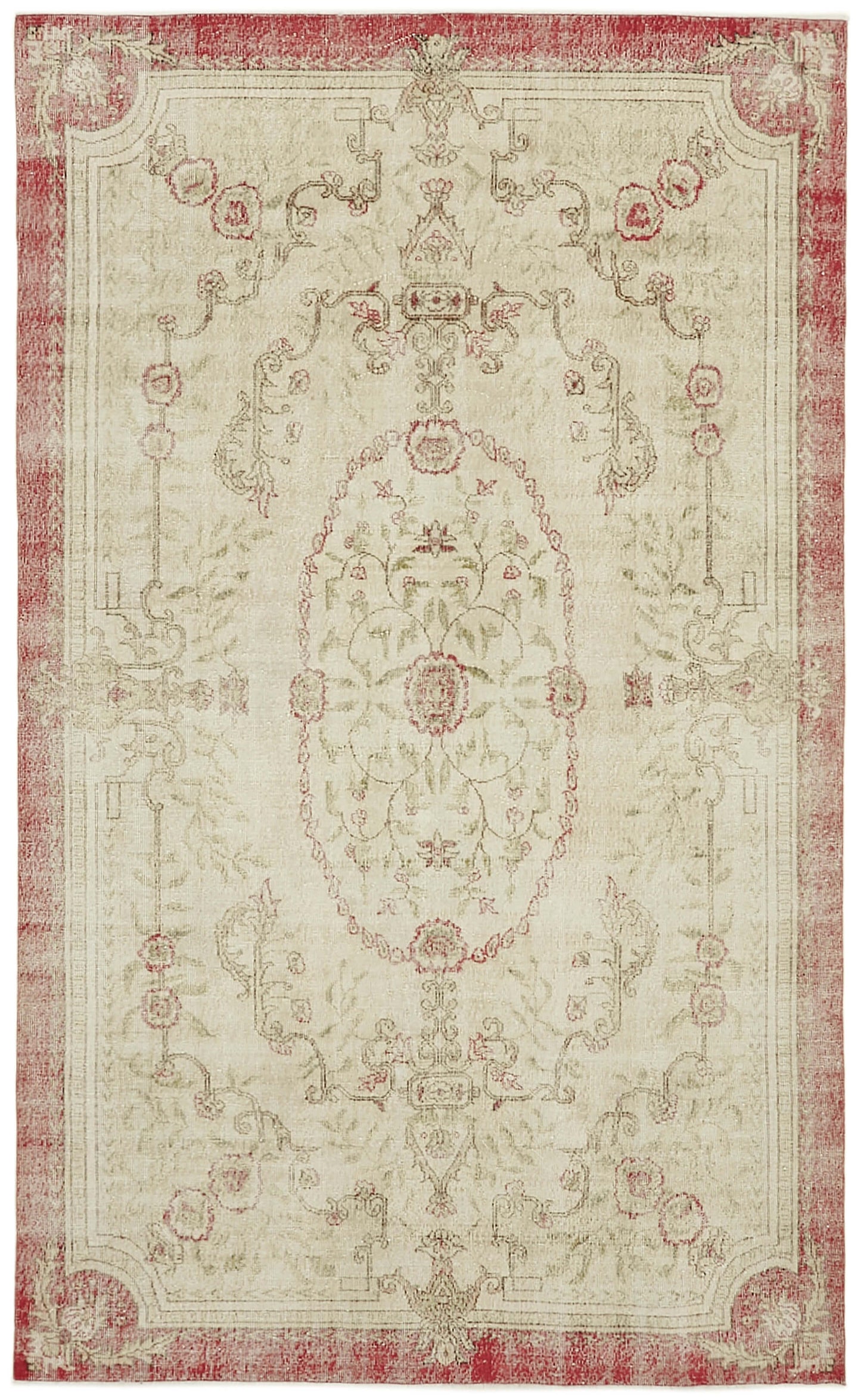 7x11 Beige Turkish Vintage Area Rug - 43158