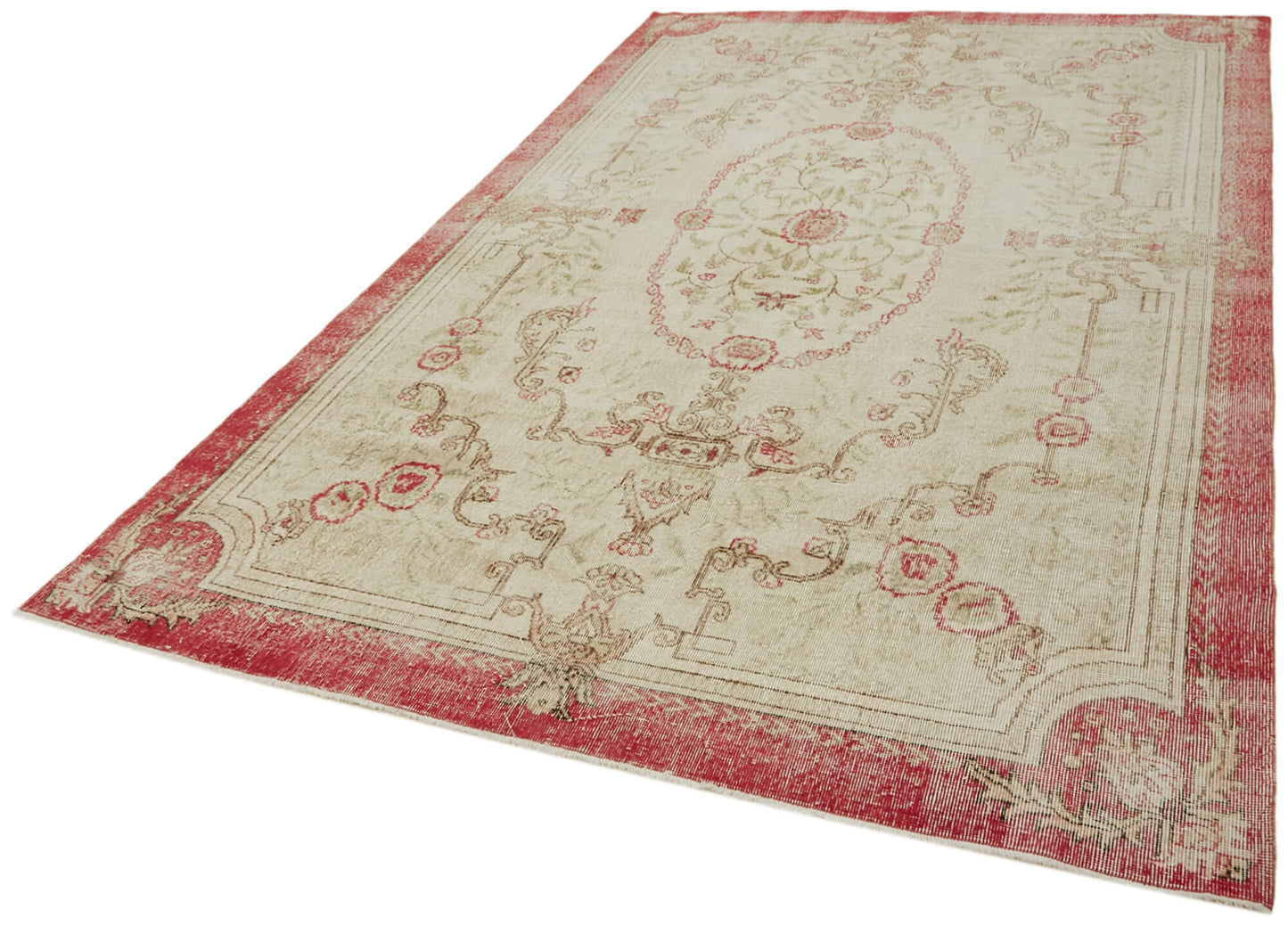7x11 Beige Turkish Vintage Area Rug - 43158