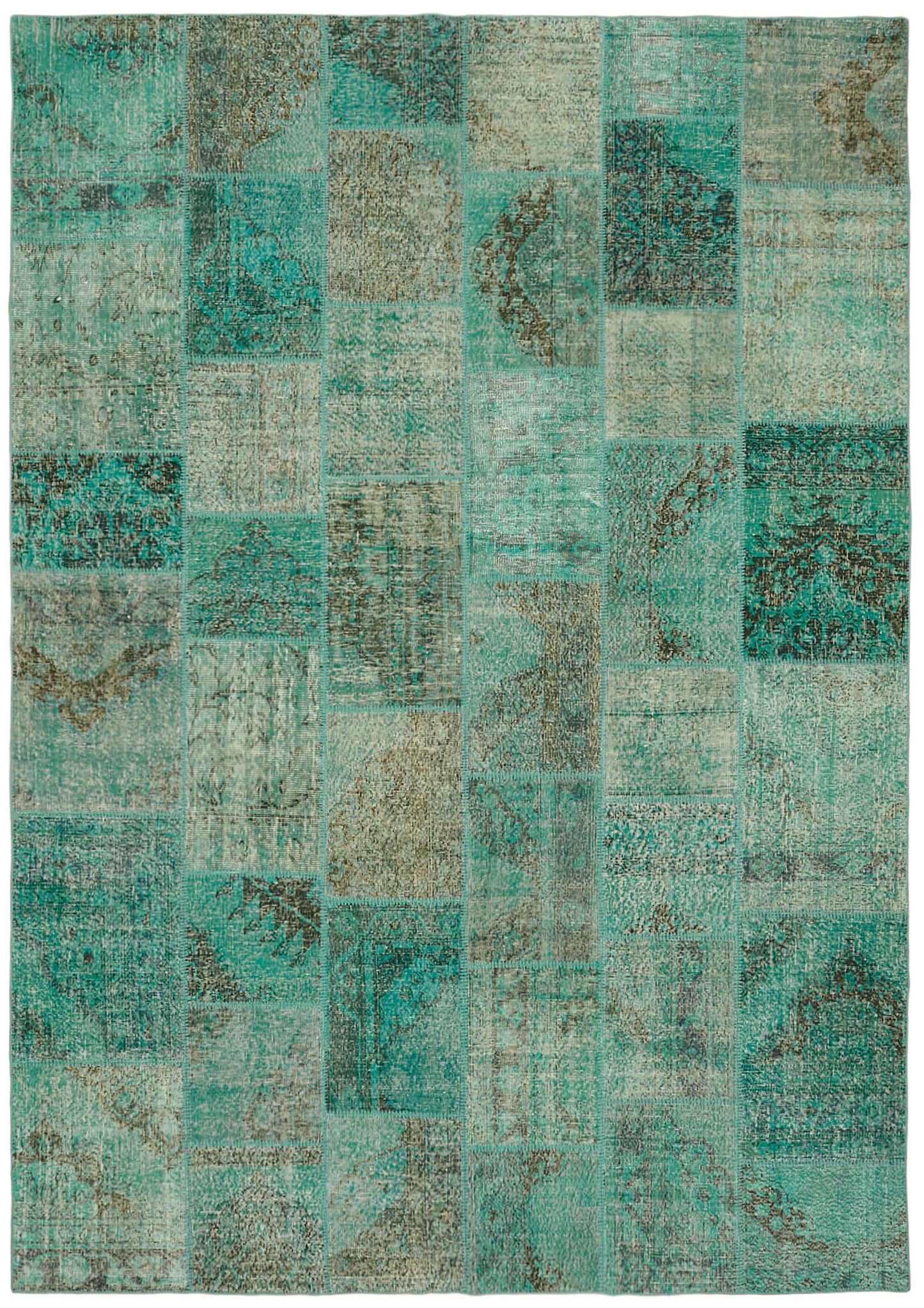 8x11 Turquoise Patchwork Rug- 43218