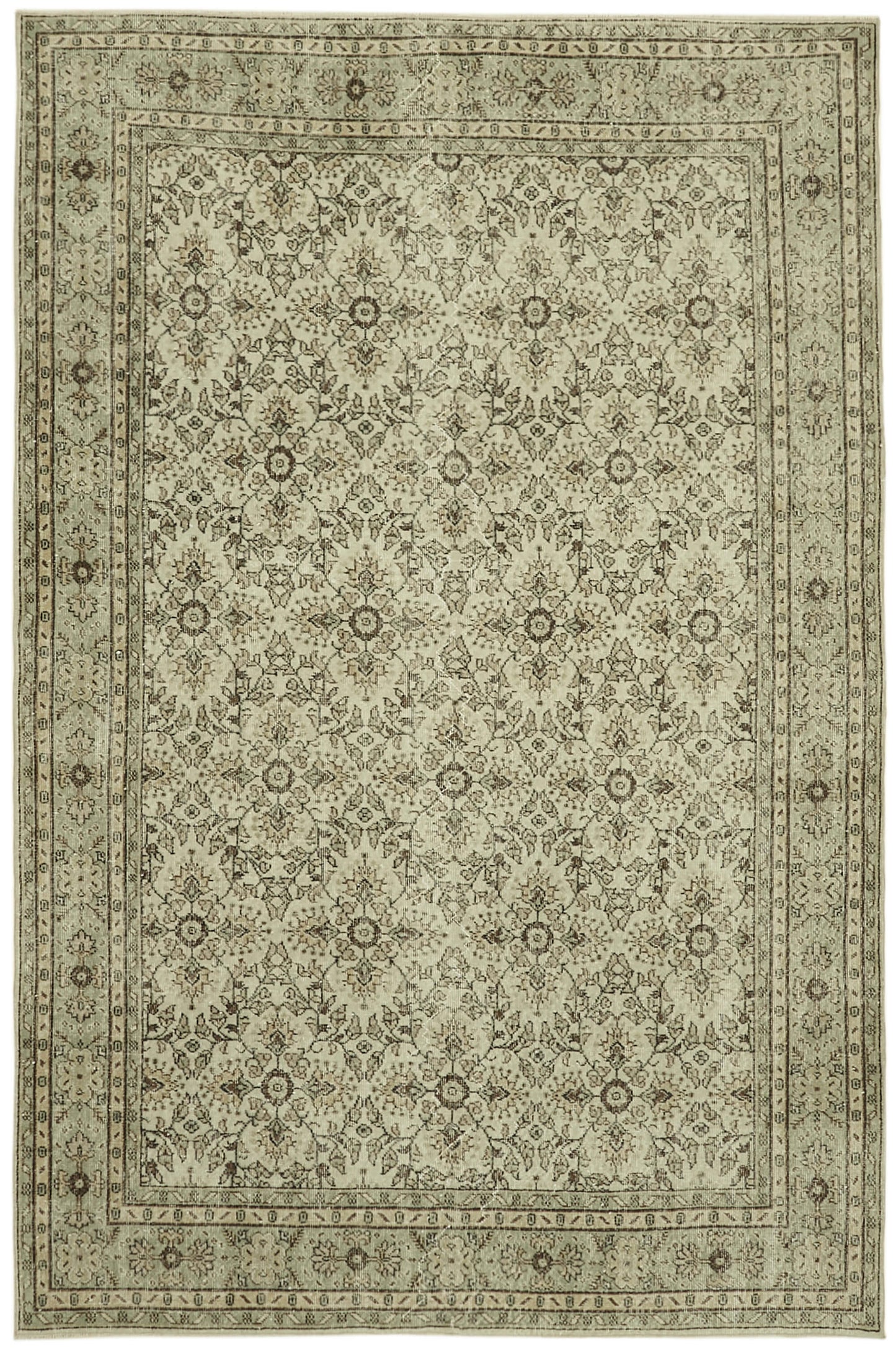 7x11 Beige Turkish Vintage Area Rug - 43427