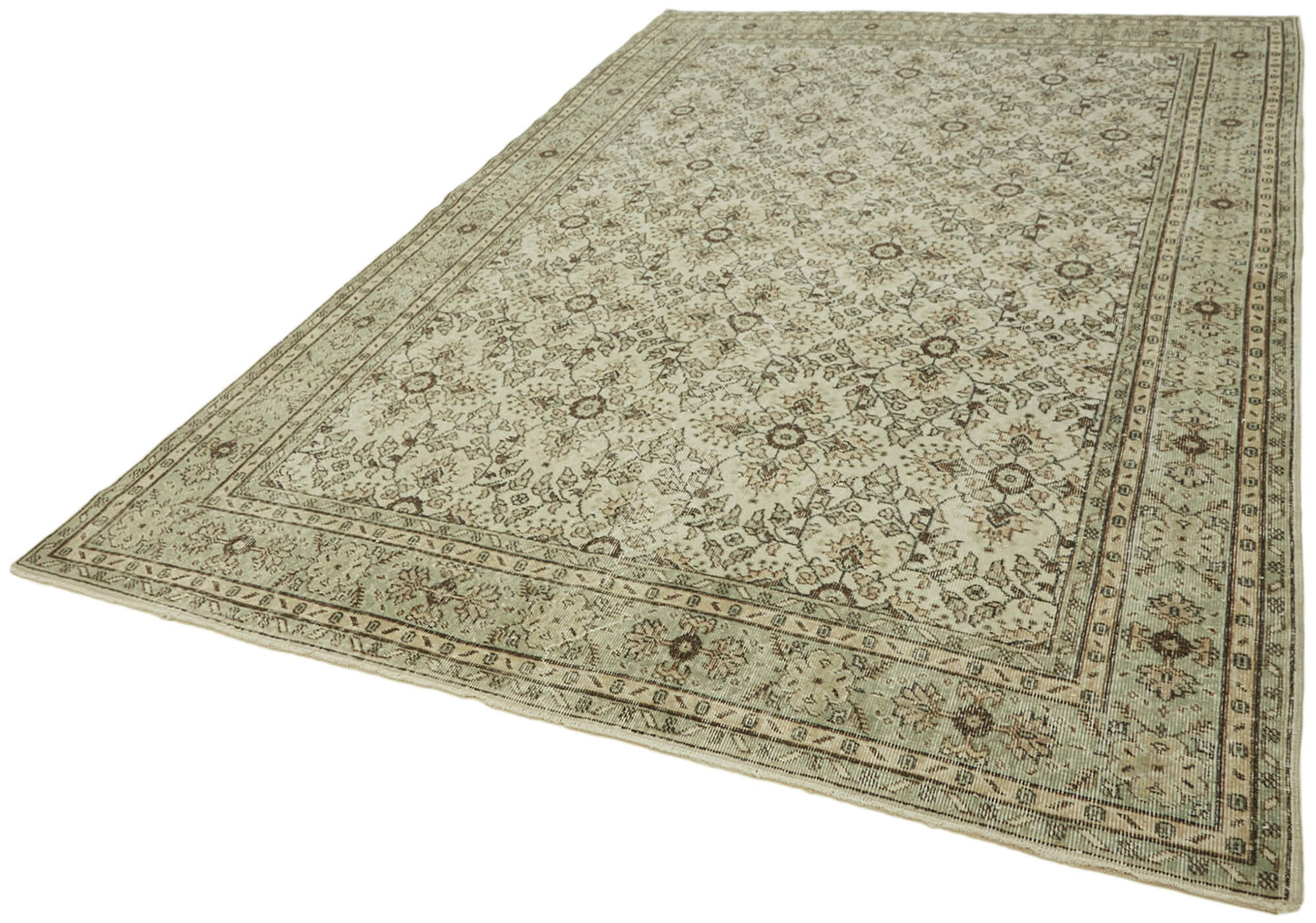 7x11 Beige Turkish Vintage Area Rug - 43427