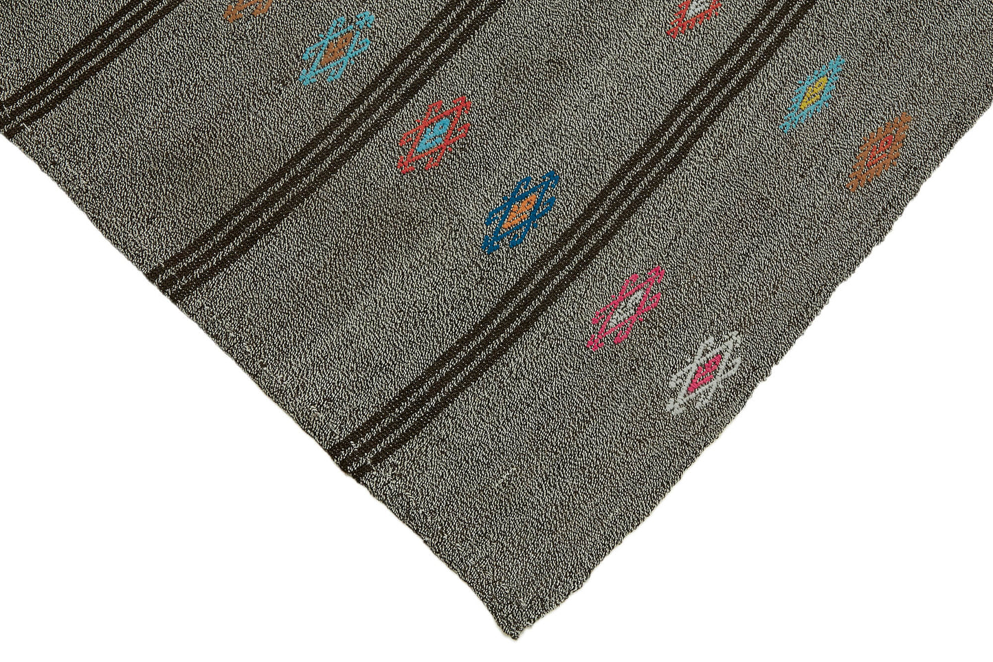 7x9 Grey Anatolian Kilim Rug - 43501