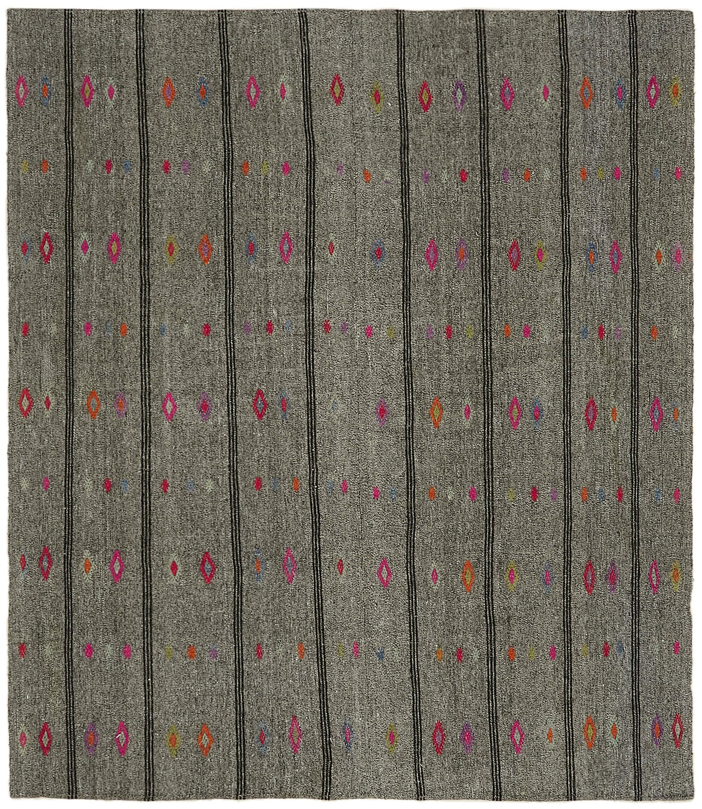 7x9 Grey Anatolian Kilim Rug - 43503