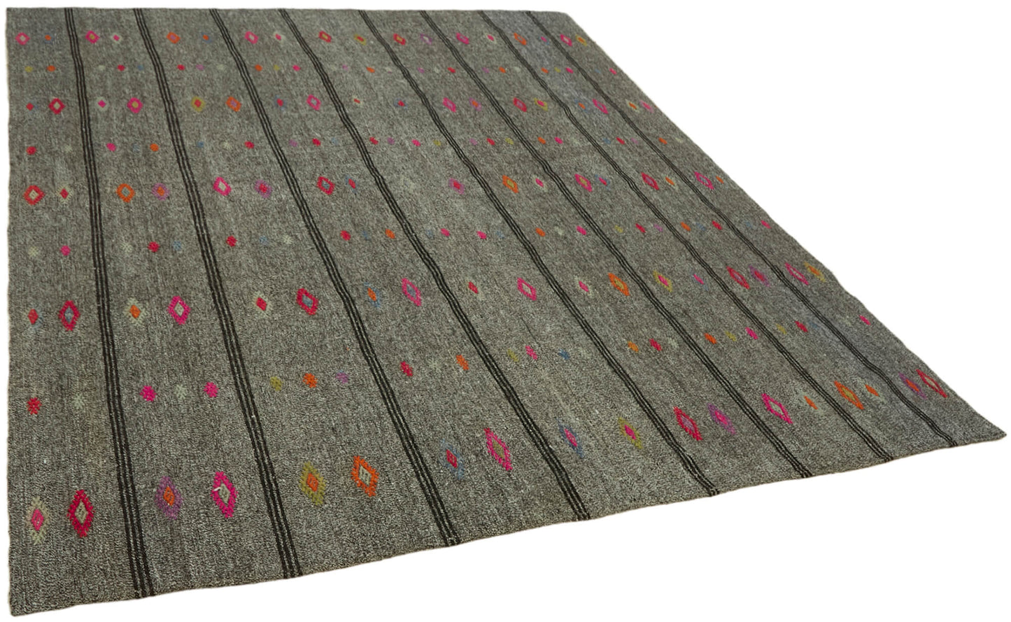 7x9 Grey Anatolian Kilim Rug - 43503