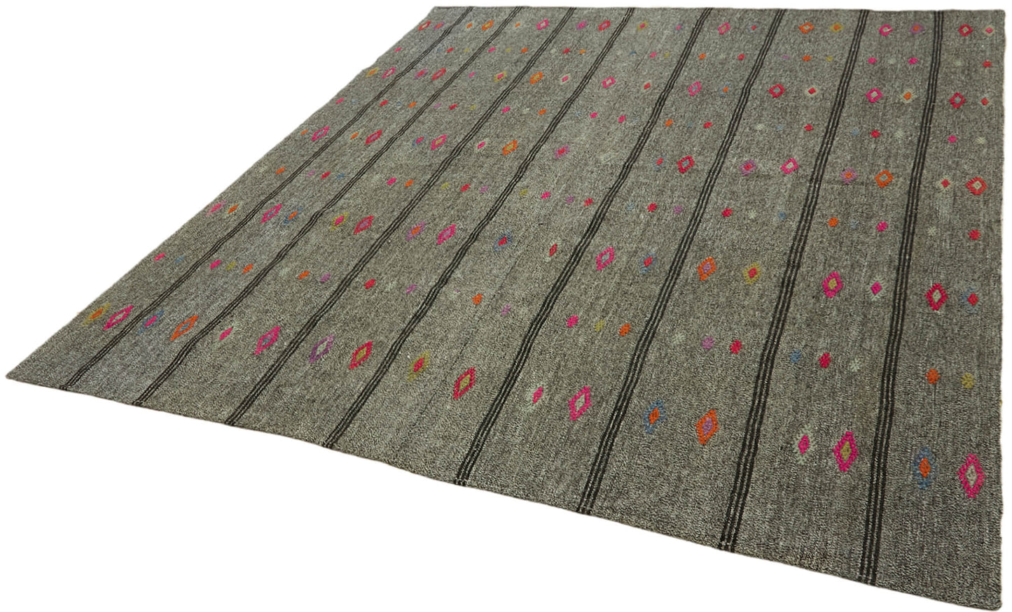 7x9 Grey Anatolian Kilim Rug - 43503