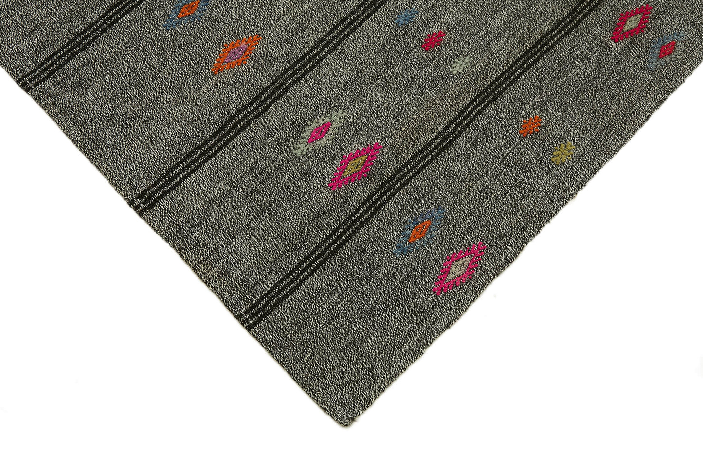 7x9 Grey Anatolian Kilim Rug - 43503