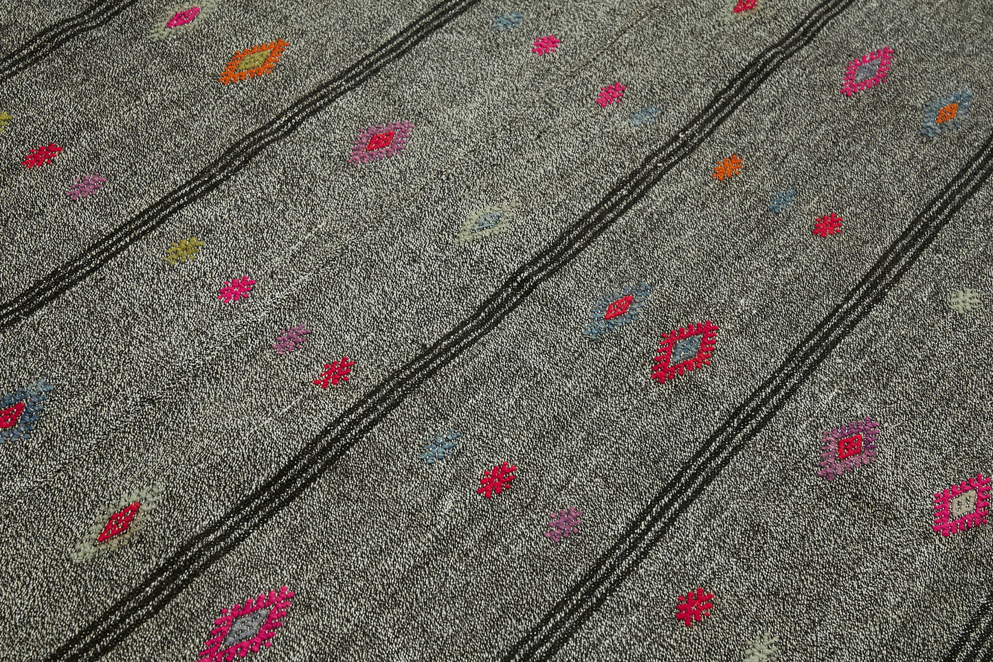 7x9 Grey Anatolian Kilim Rug - 43503