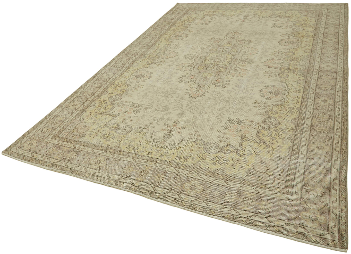 7x11 Beige Turkish Vintage Area Rug - 43514