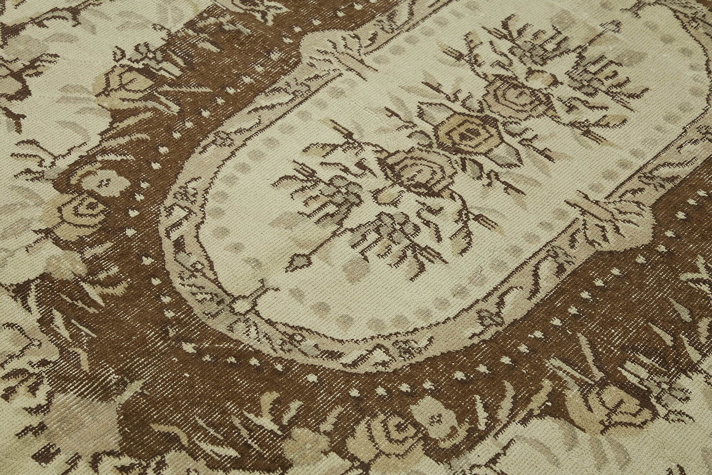 7x10 Beige Turkish Vintage Area Rug - 44200