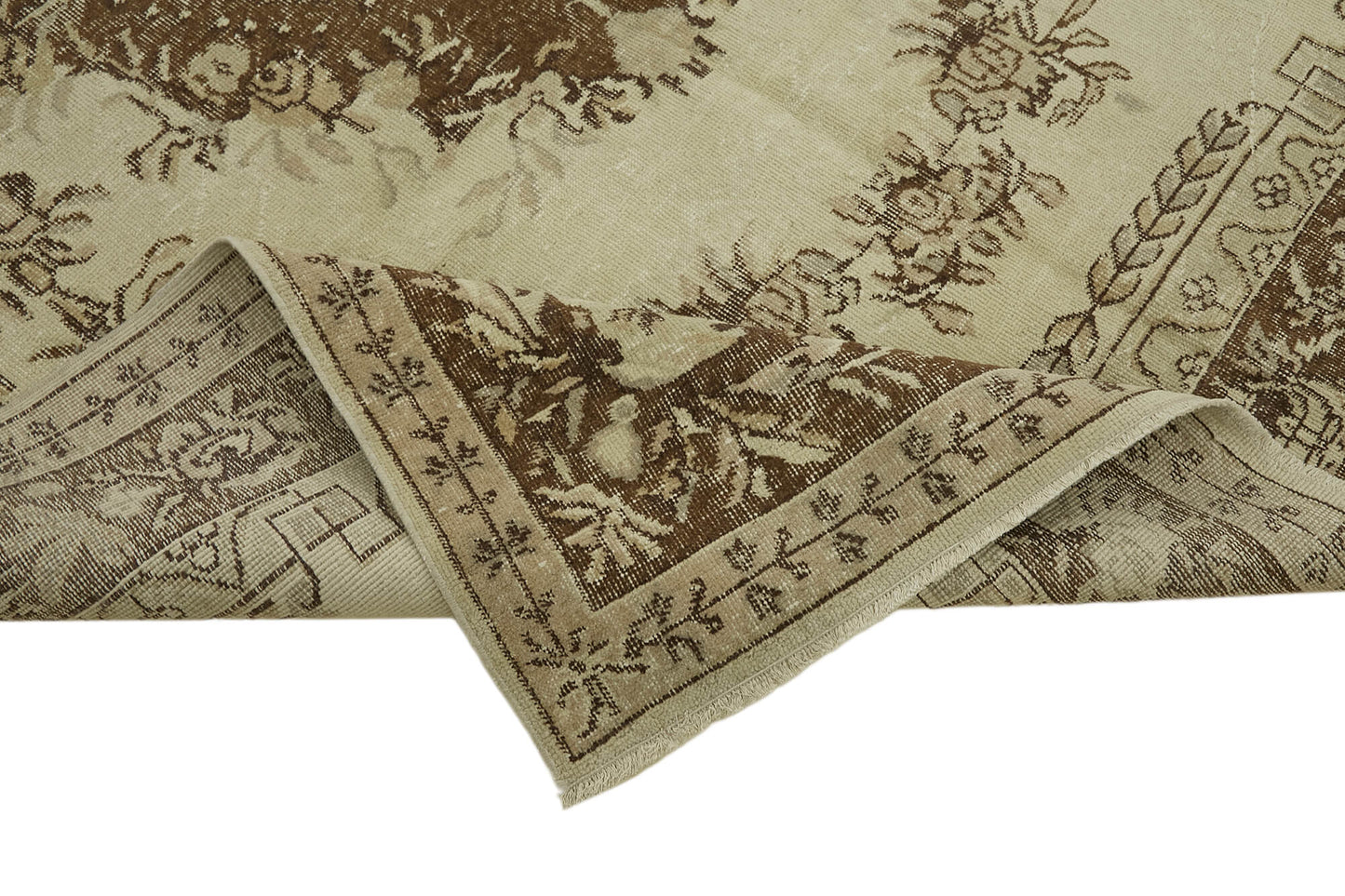 7x10 Beige Turkish Vintage Area Rug - 44200
