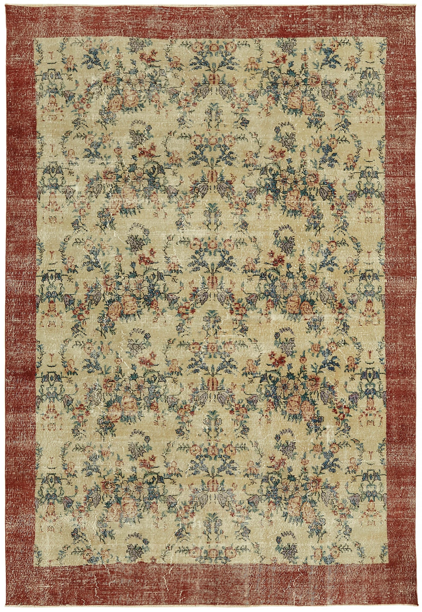 8x11 Beige Turkish Vintage Area Rug - 44495