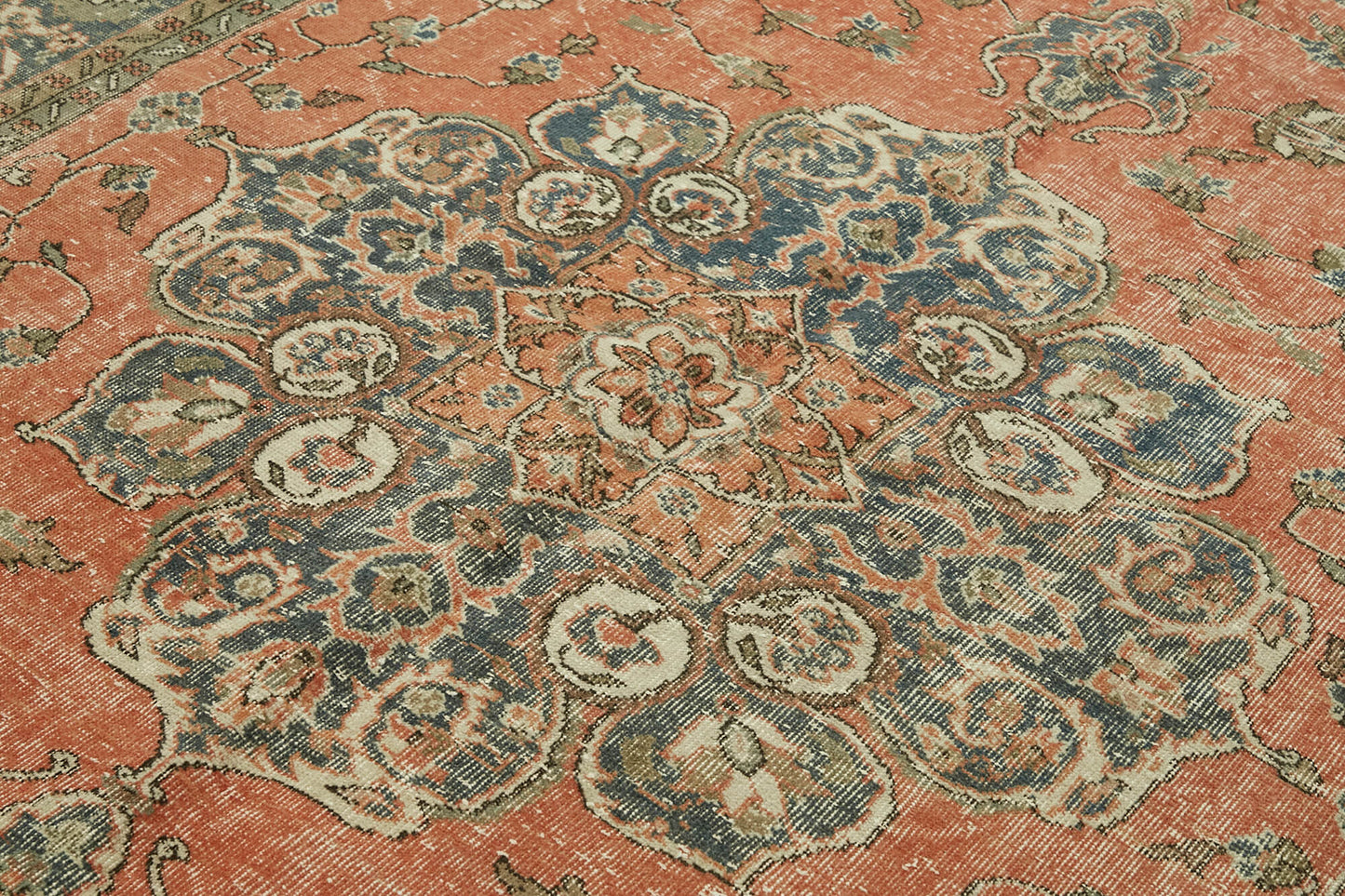 7x10 Beige Turkish Vintage Area Rug - 44512