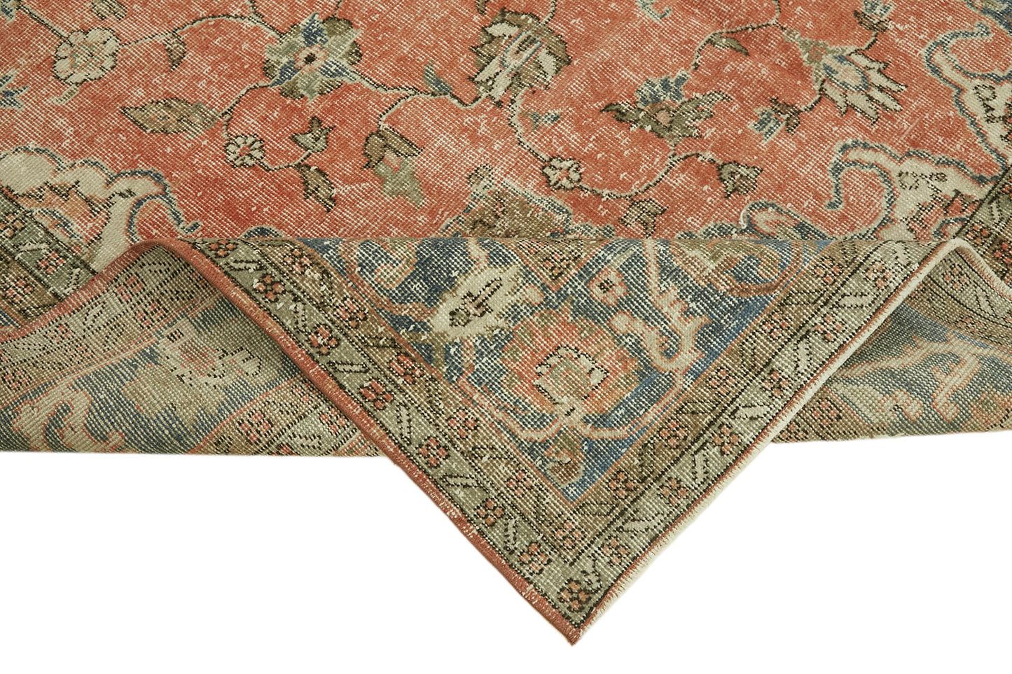7x10 Beige Turkish Vintage Area Rug - 44512