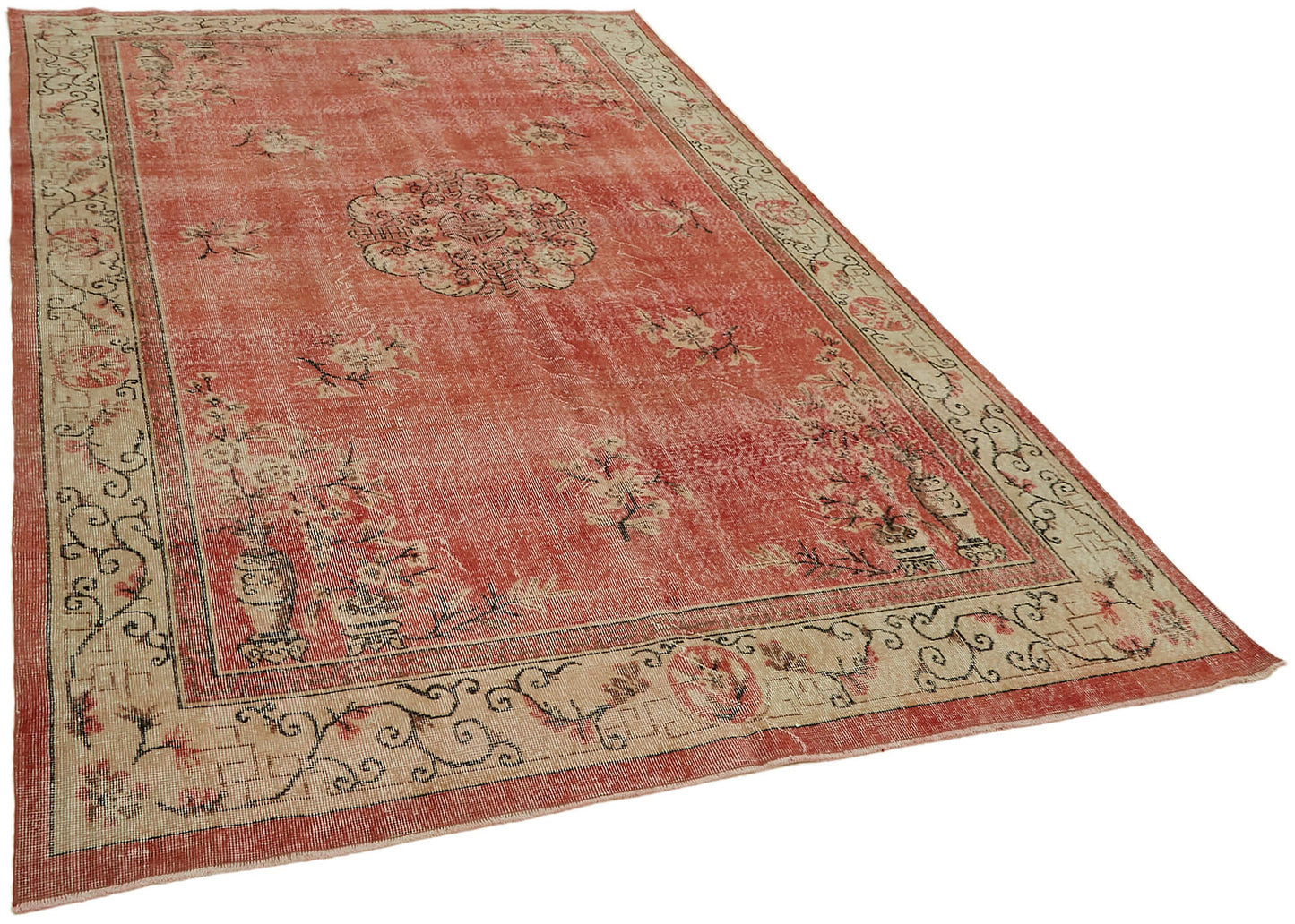 7x11 Red Turkish Vintage Area Rug - 44516