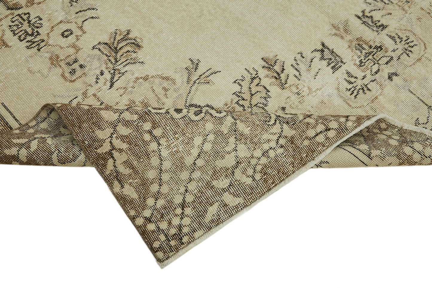 7x10 Beige Turkish Vintage Area Rug - 44548