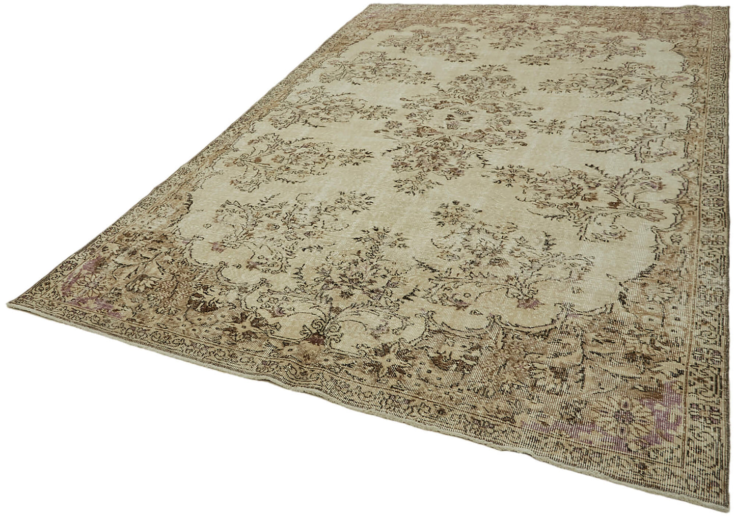 7x10 Beige Turkish Vintage Area Rug - 44550