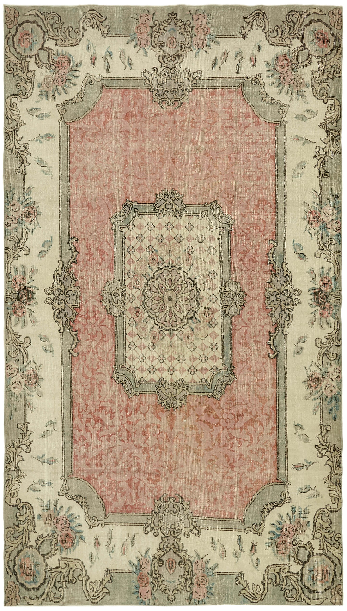 6x11 Beige Turkish Vintage Area Rug - 44568