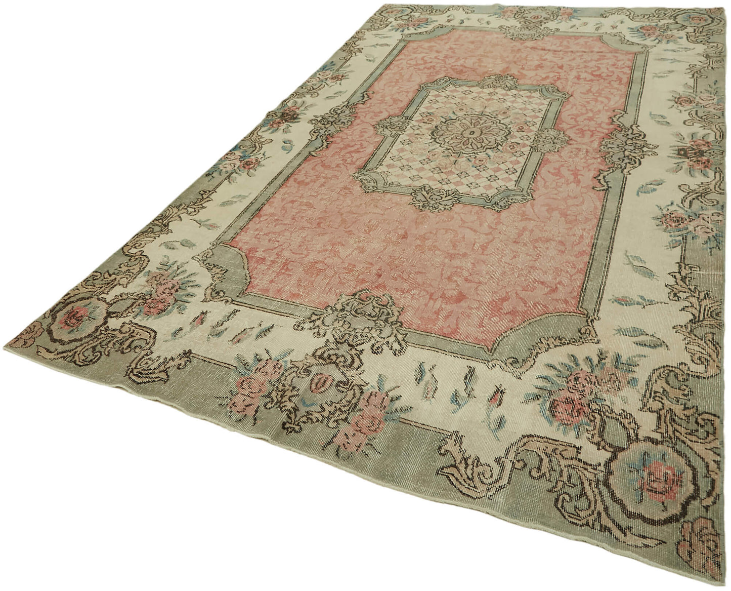 6x11 Beige Turkish Vintage Area Rug - 44568