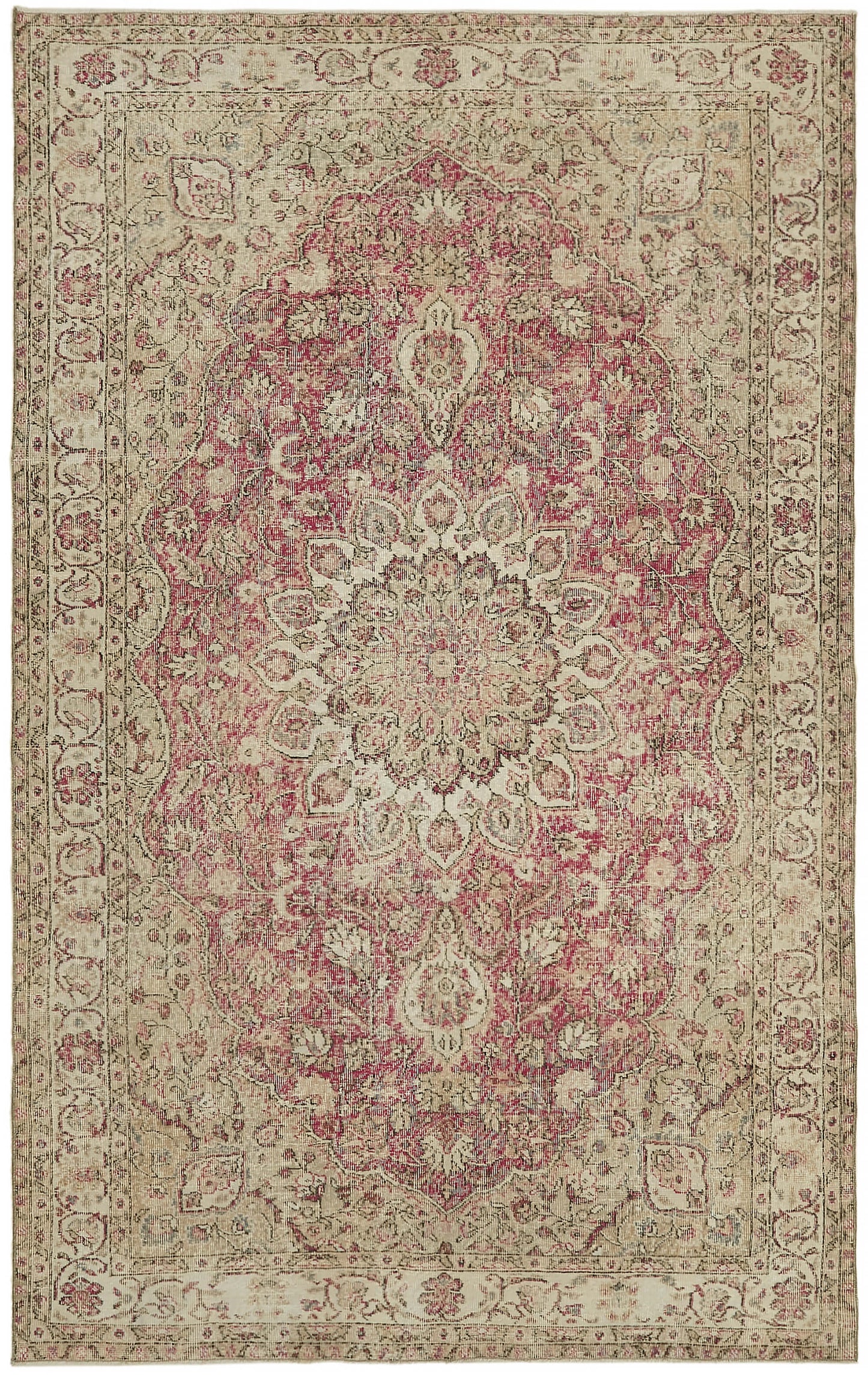 6x10 Beige Turkish Vintage Area Rug - 44573
