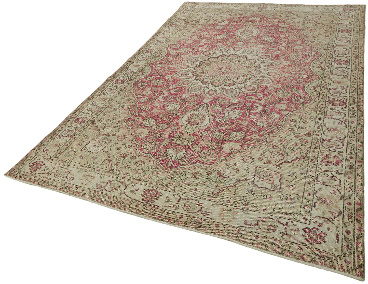6x10 Beige Turkish Vintage Area Rug - 44573